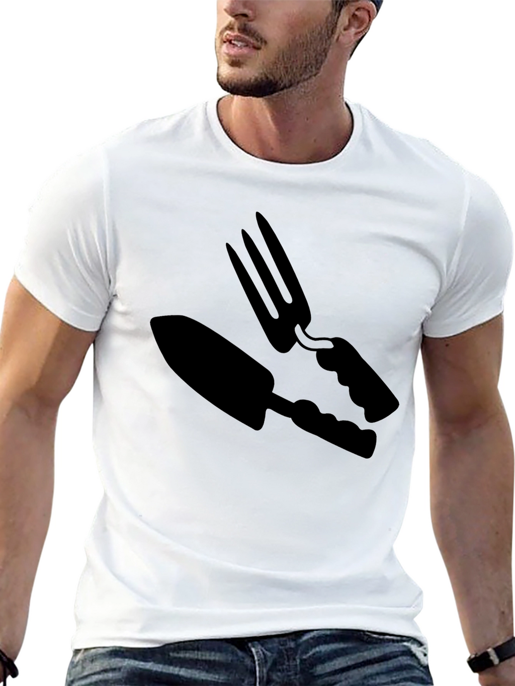 Gardening Tool Graphic Tee - Black Cotton Comfort