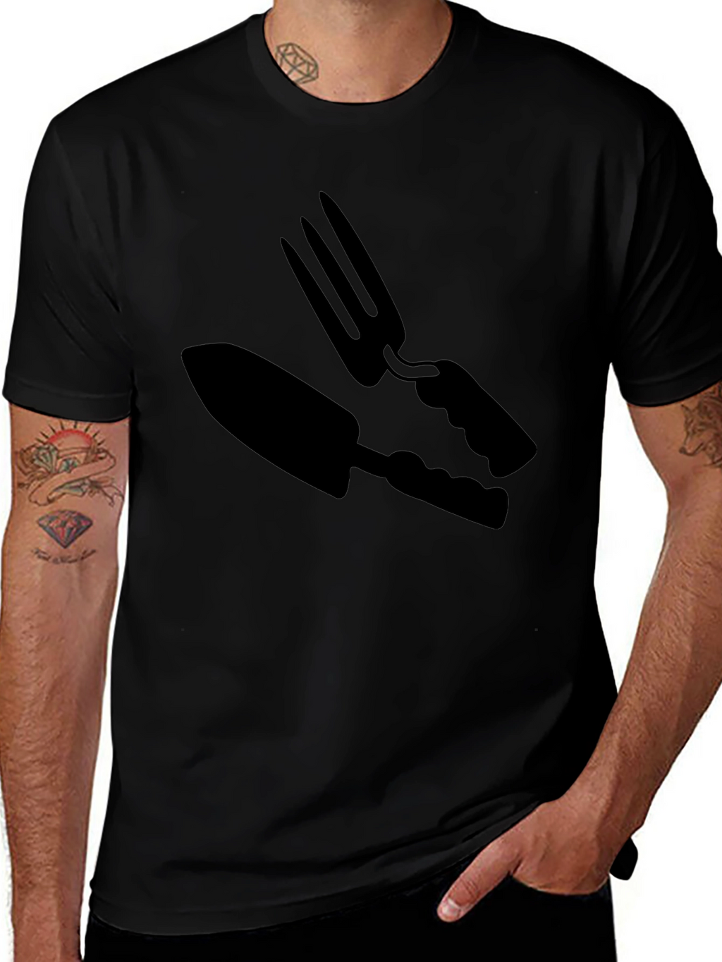 Gardening Tool Graphic Tee - Black Cotton Comfort