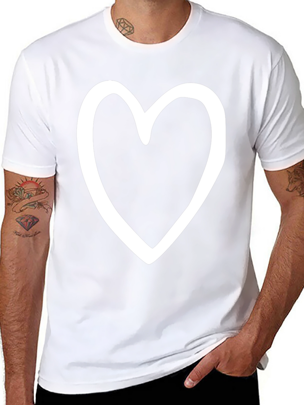 Heart Outline Graphic Print Black T-Shirt