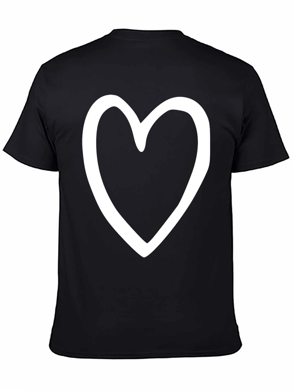 Heart Outline Graphic Print Black T-Shirt
