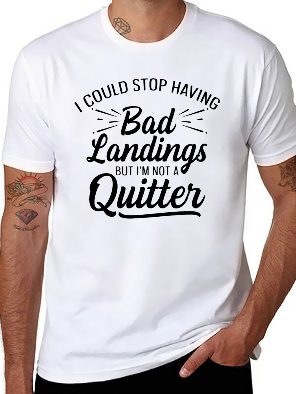 Bad Landings Quitter T-Shirt: Funny Skydiving Gift