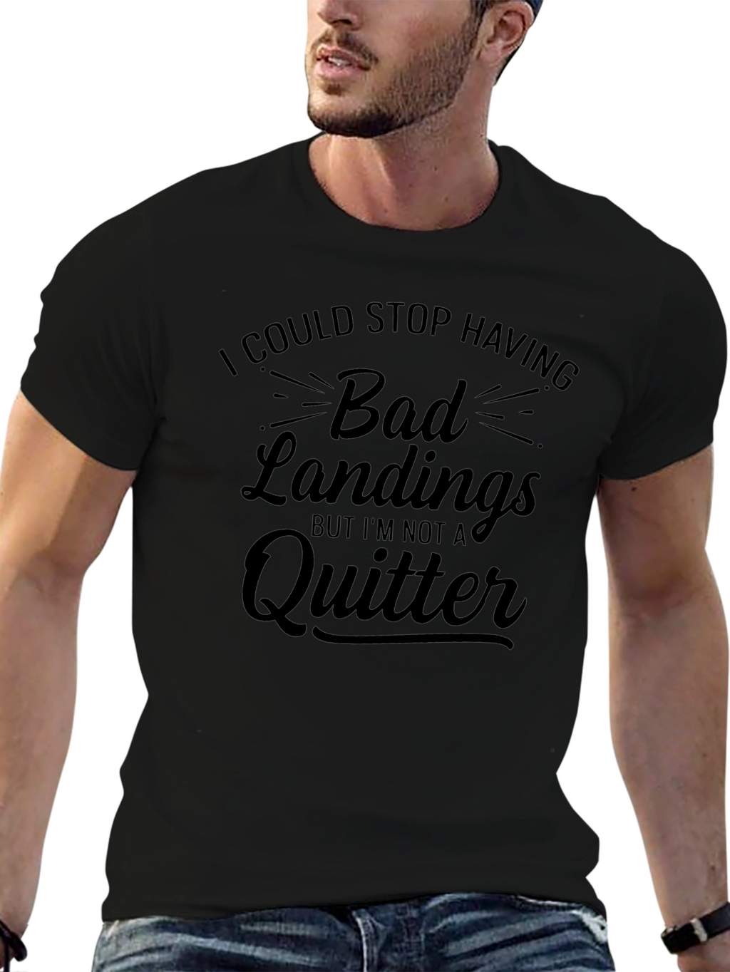 Bad Landings Quitter T-Shirt: Funny Skydiving Gift