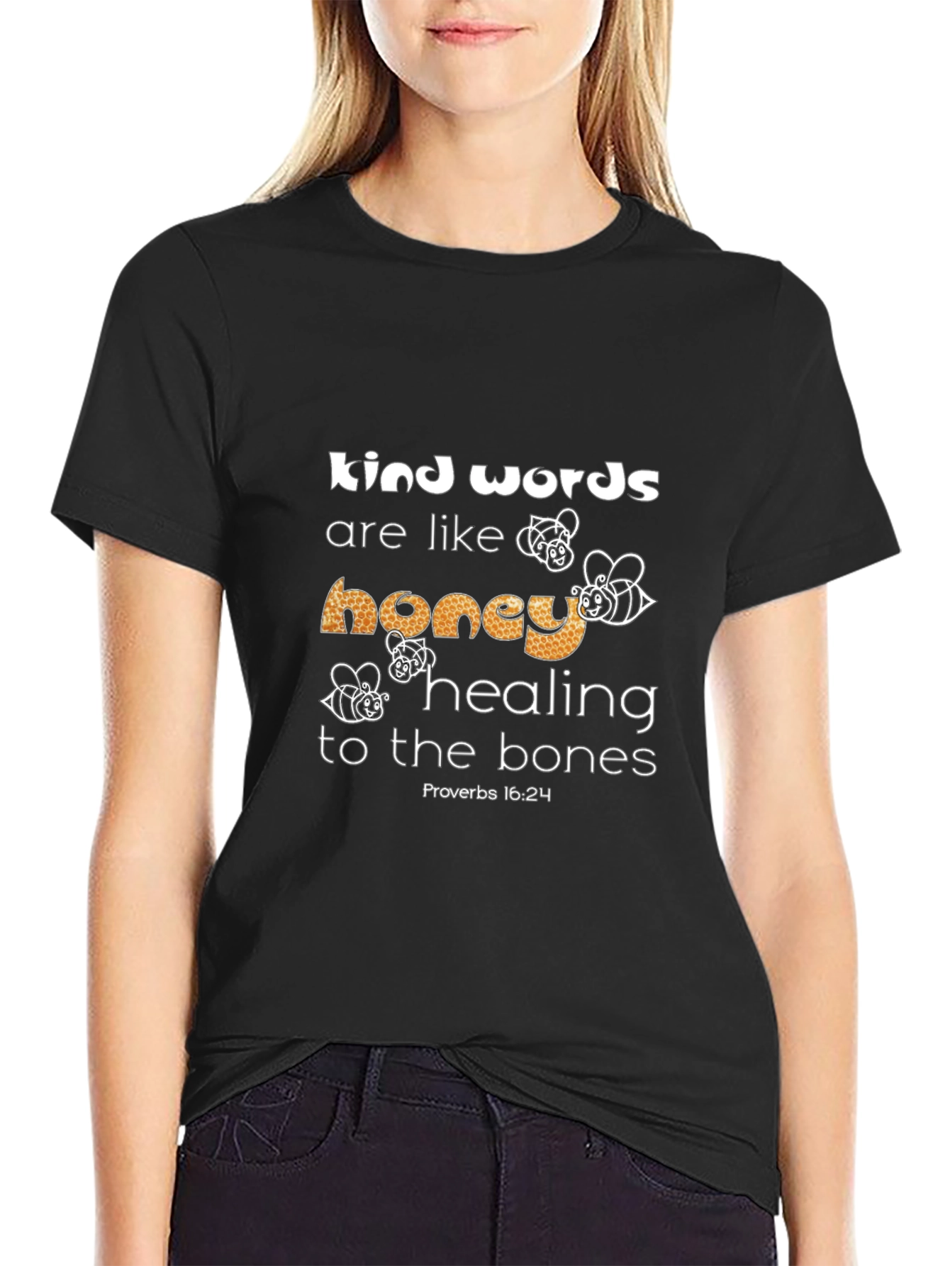 Kind Words Honey Bee Graphic Black T-Shirt