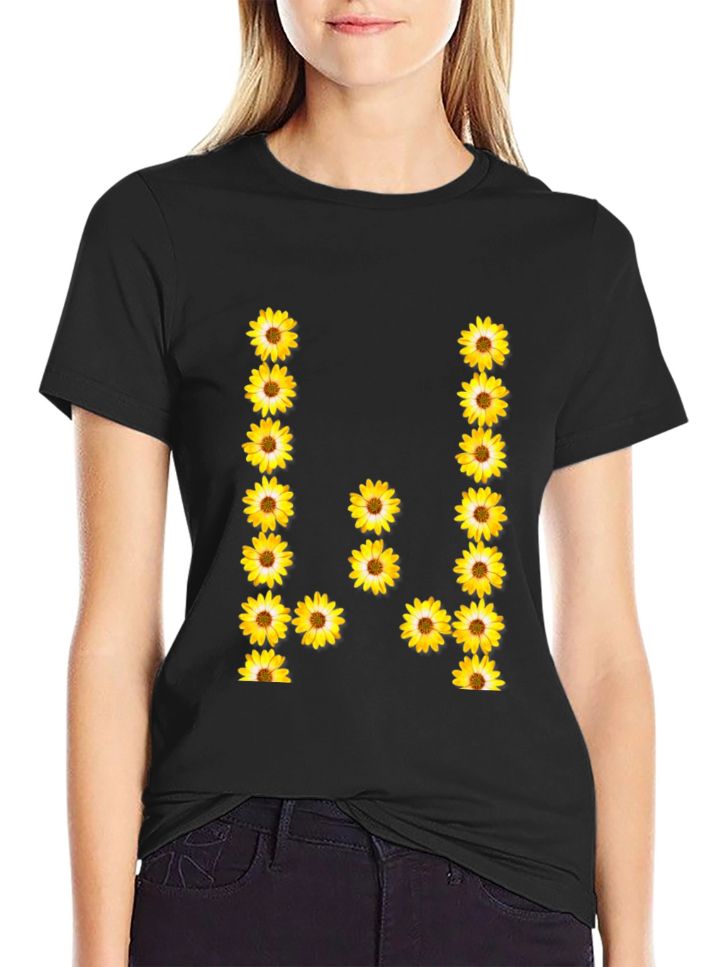 Sunflower Letter Graphic Tee - Black
