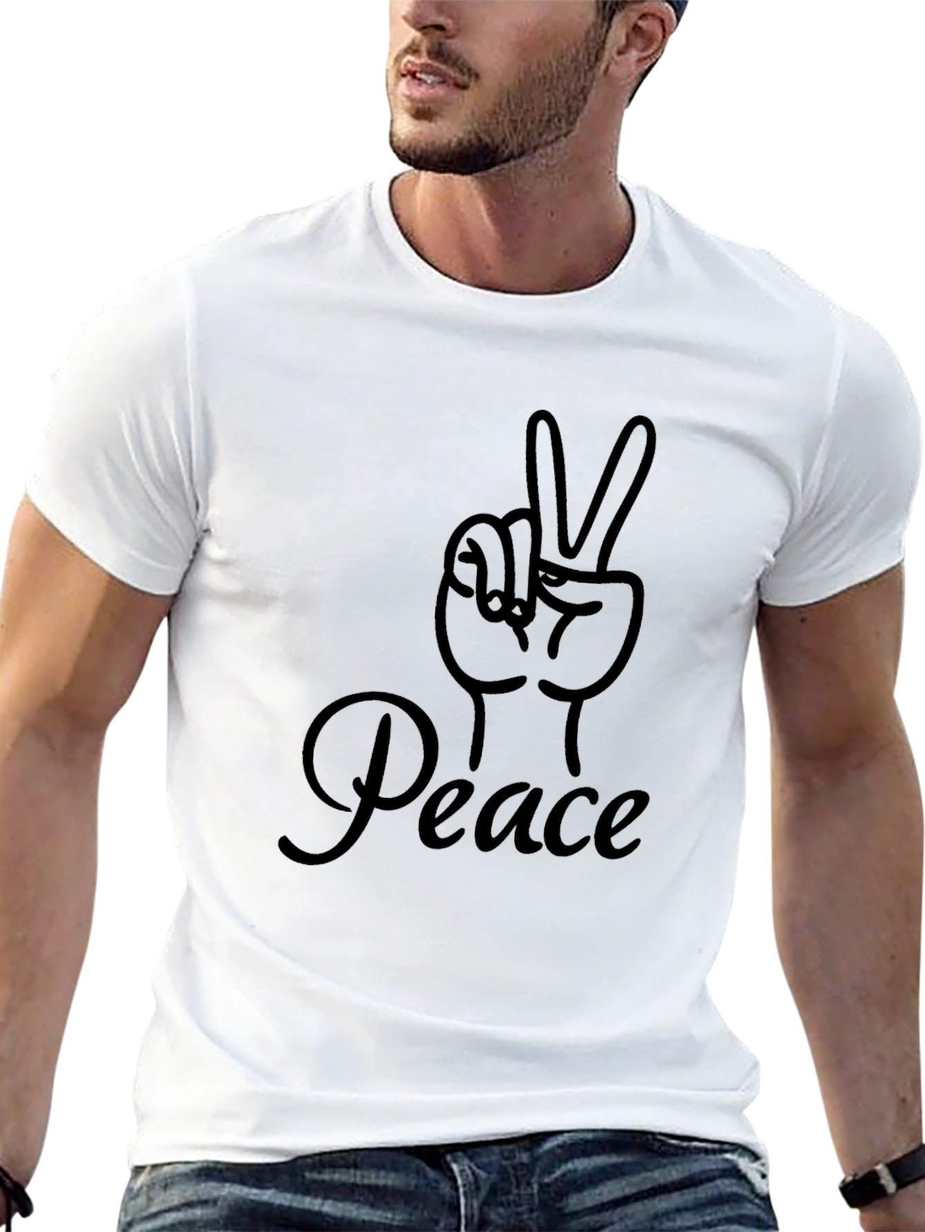 Peace Sign Graphic Black Tee