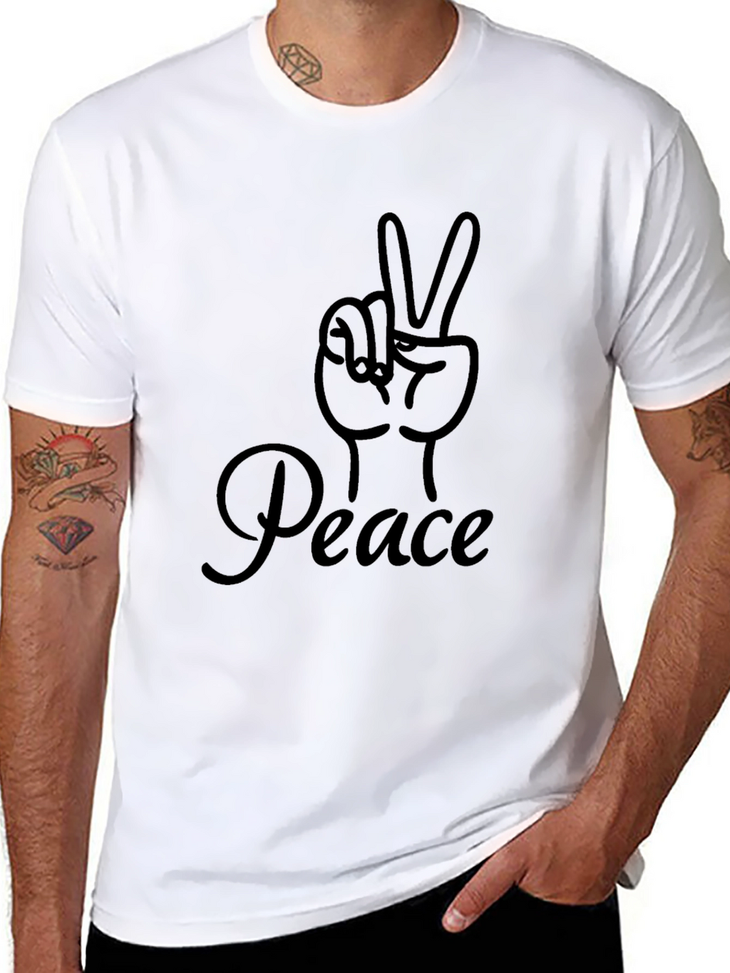 Peace Sign Graphic Black Tee