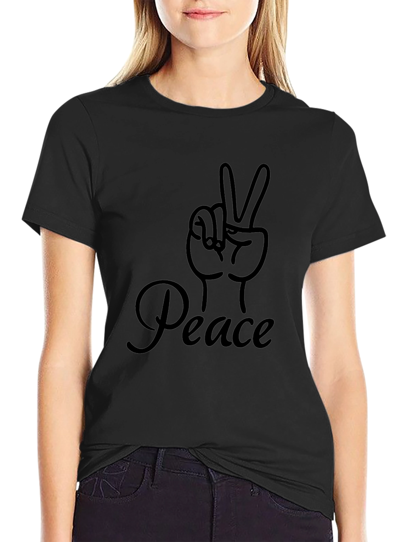 Peace Sign Graphic Black Tee