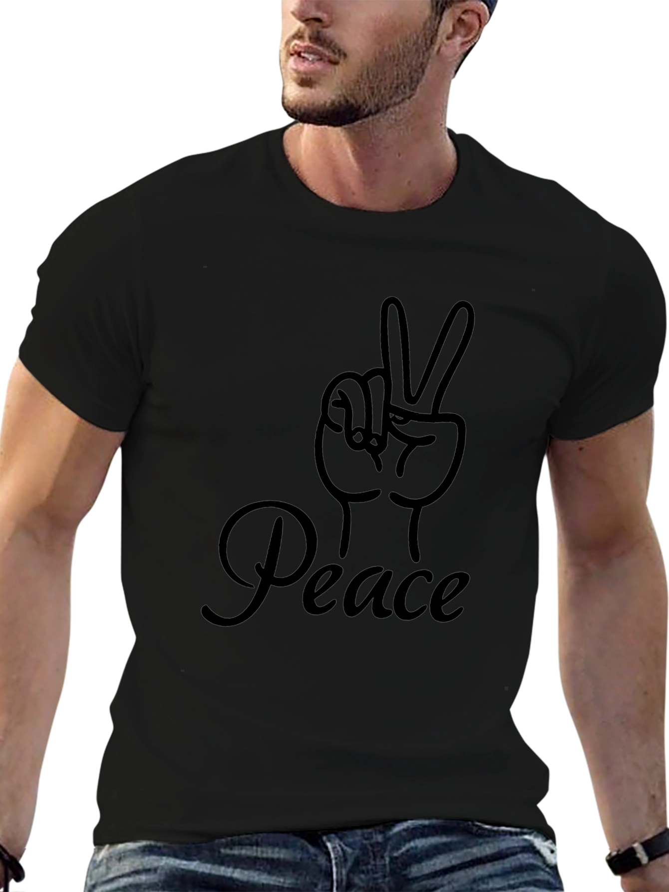 Peace Sign Graphic Black Tee