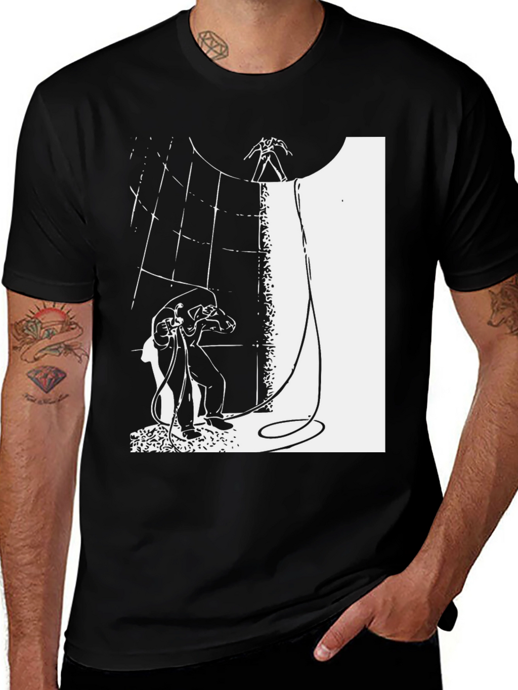 Abstract Graphic Print Black T-Shirt