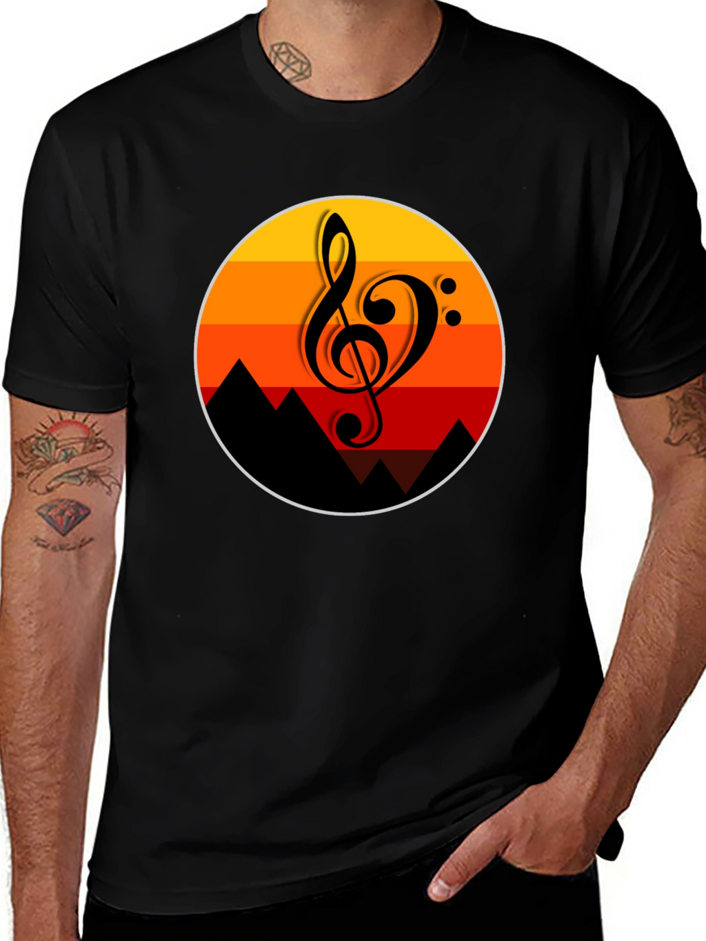 Sunset Music Note Graphic T-Shirt