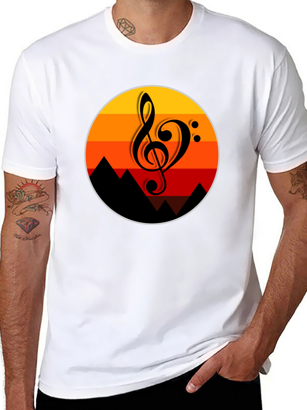 Sunset Music Note Graphic T-Shirt