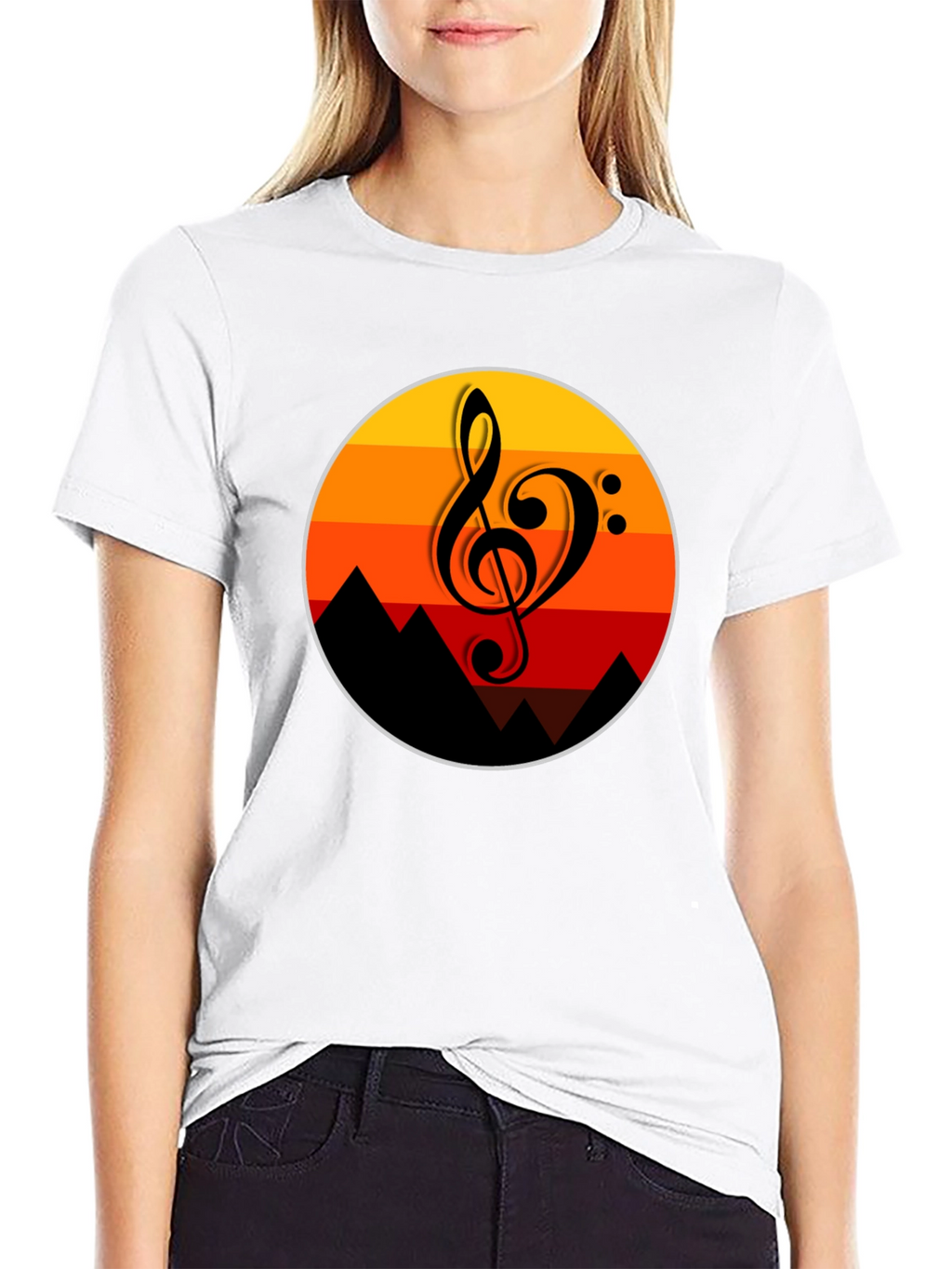 Sunset Music Note Graphic T-Shirt