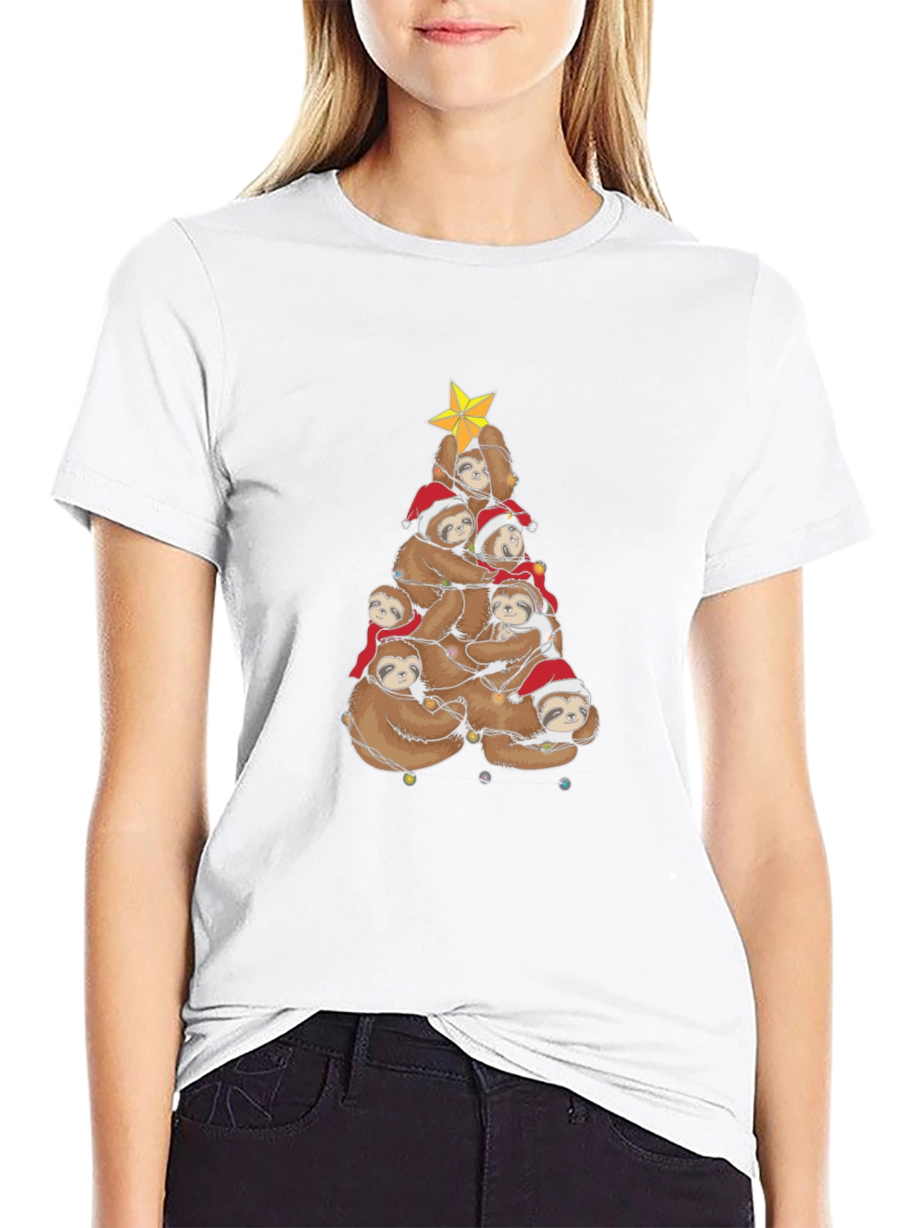 Festive Sloth Christmas Tree T-Shirt