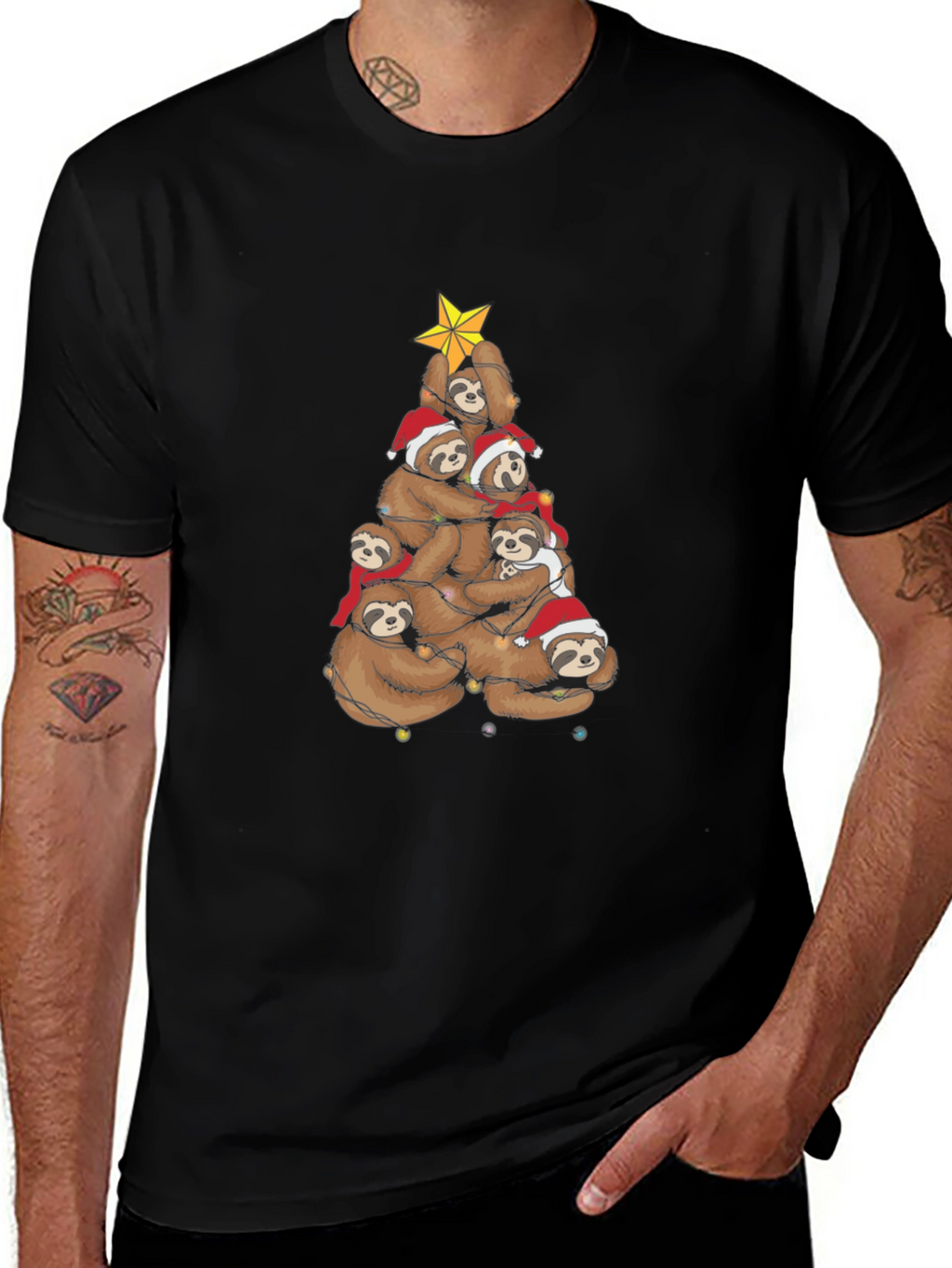 Festive Sloth Christmas Tree T-Shirt