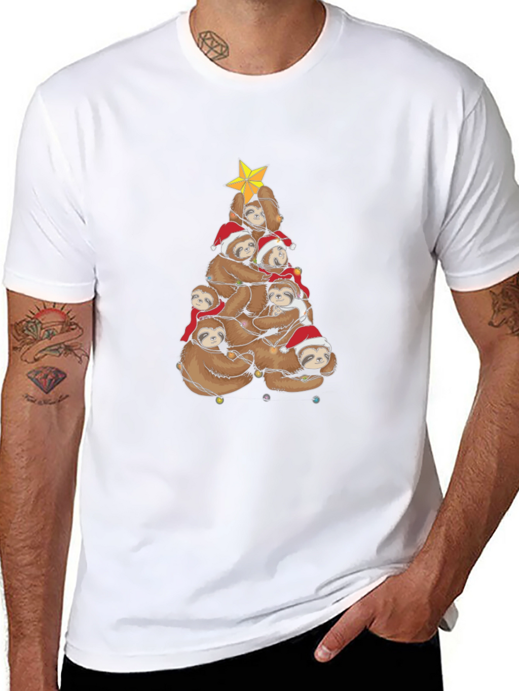 Festive Sloth Christmas Tree T-Shirt