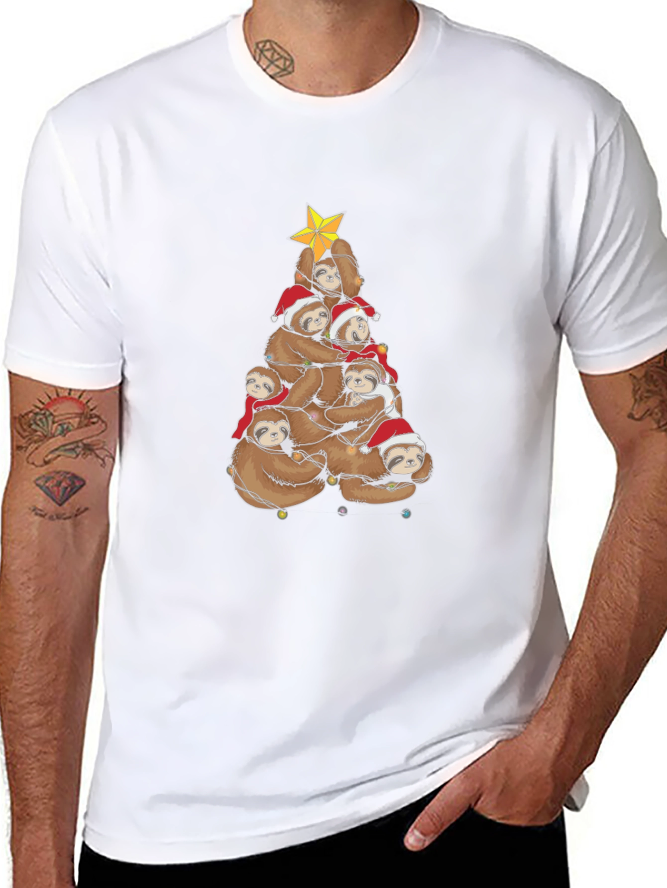 Festive Sloth Christmas Tree T-Shirt