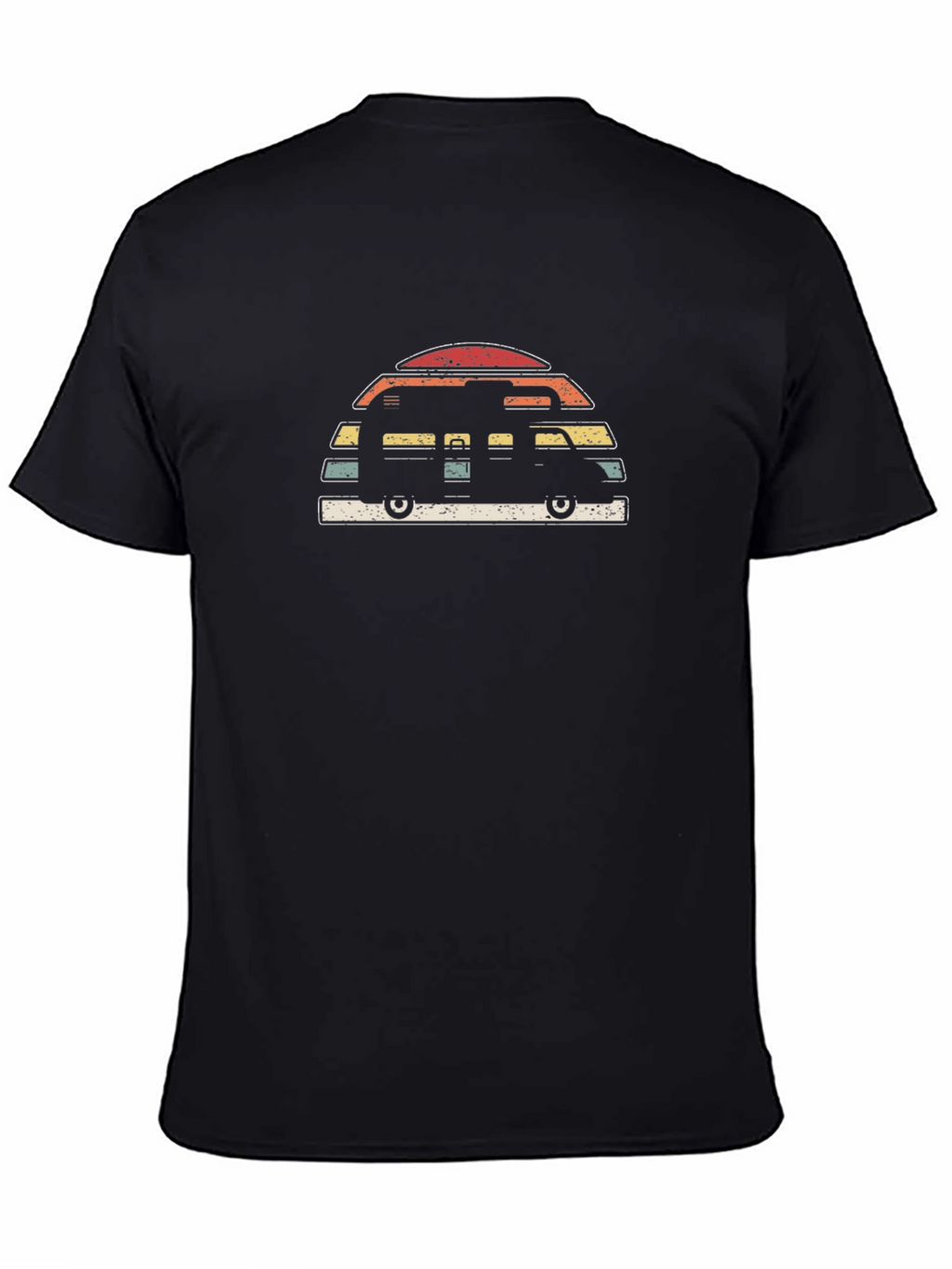 Retro Camper Van Graphic Tee - Black Cotton T-Shirt