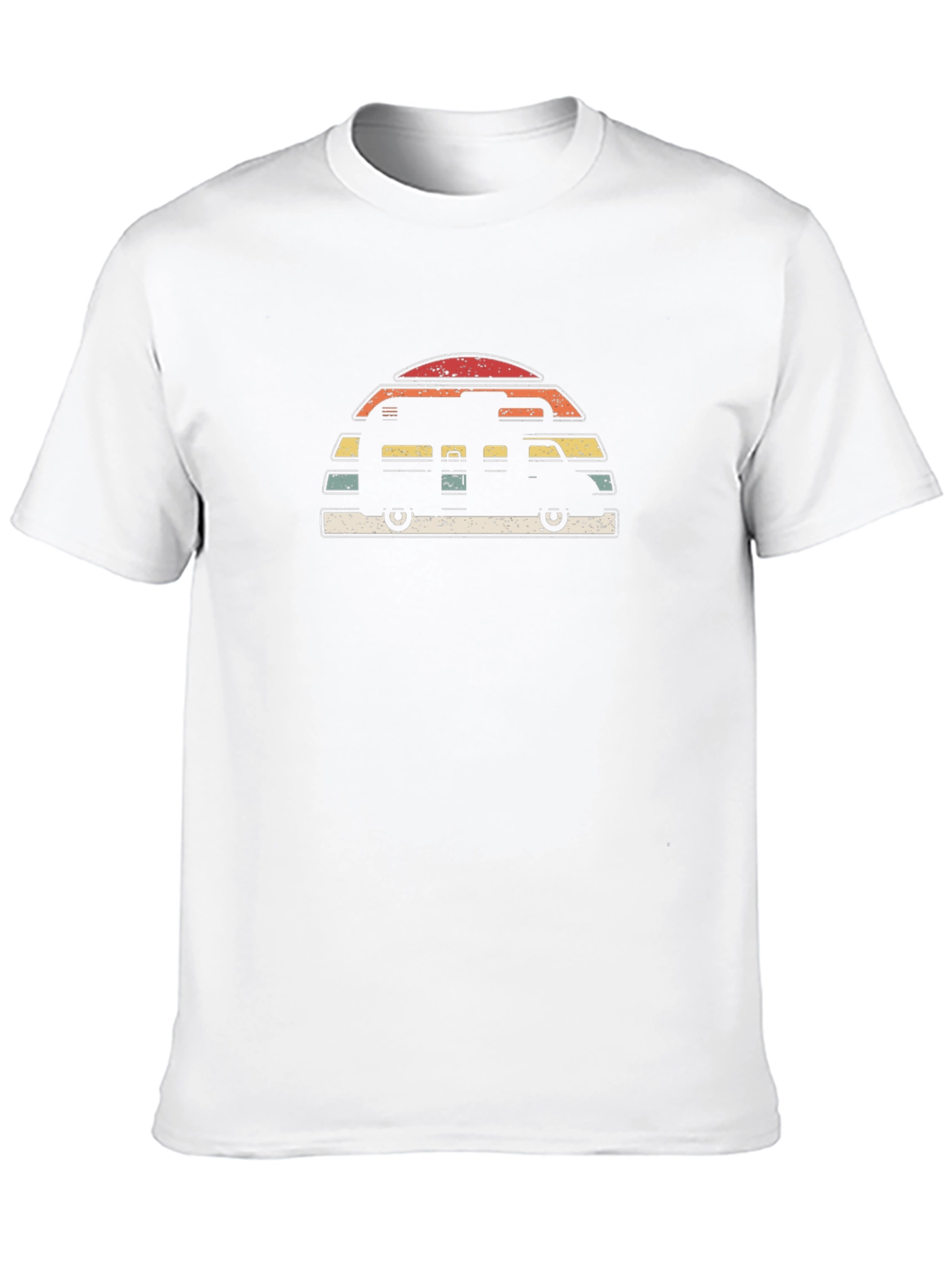 Retro Camper Van Graphic Tee - Black Cotton T-Shirt