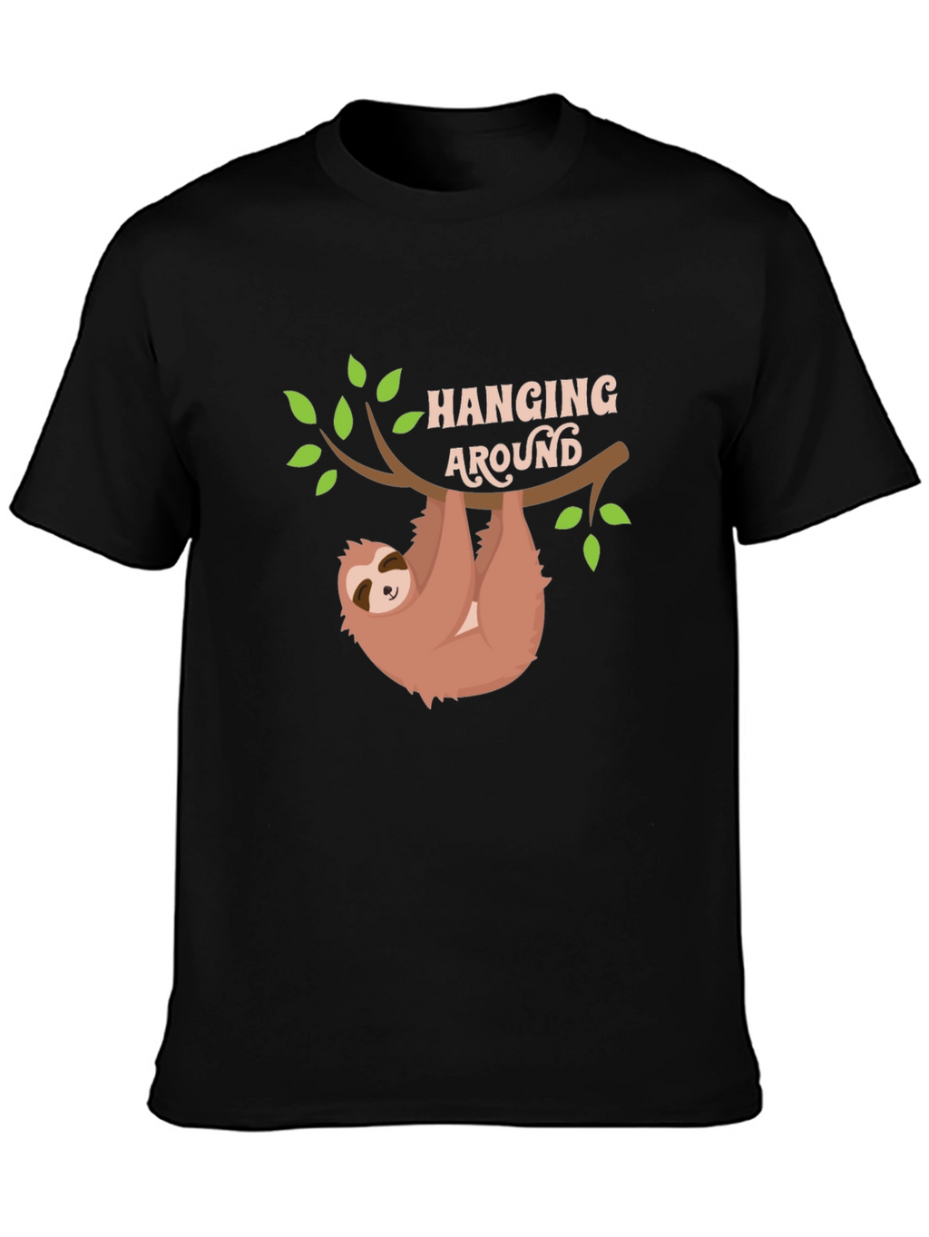 Hanging Around Sloth Graphic Tee - Black