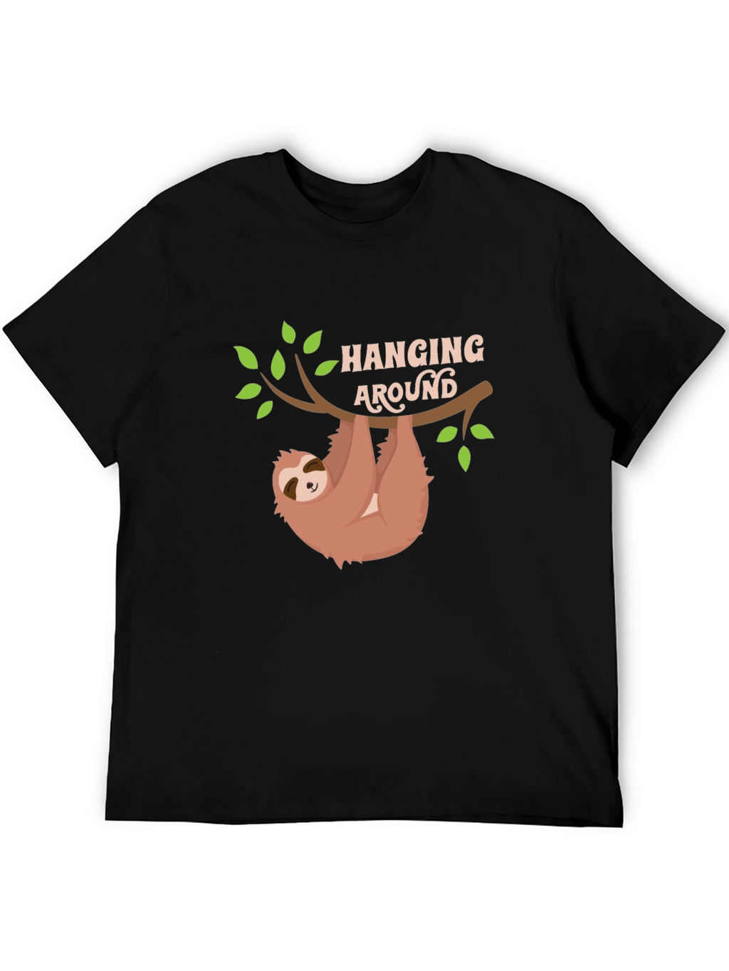 Hanging Around Sloth Graphic Tee - Black