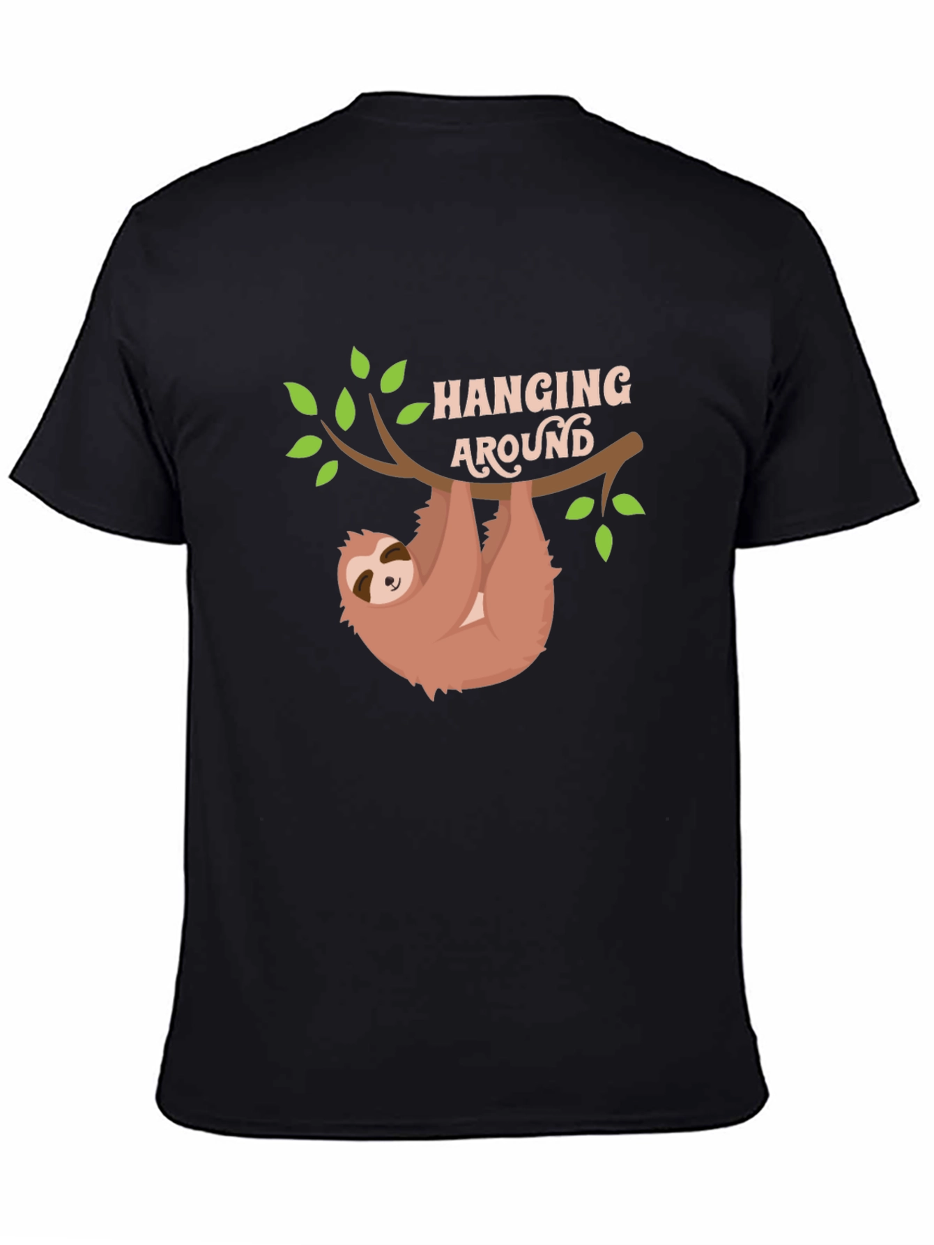 Hanging Around Sloth Graphic Tee - Black