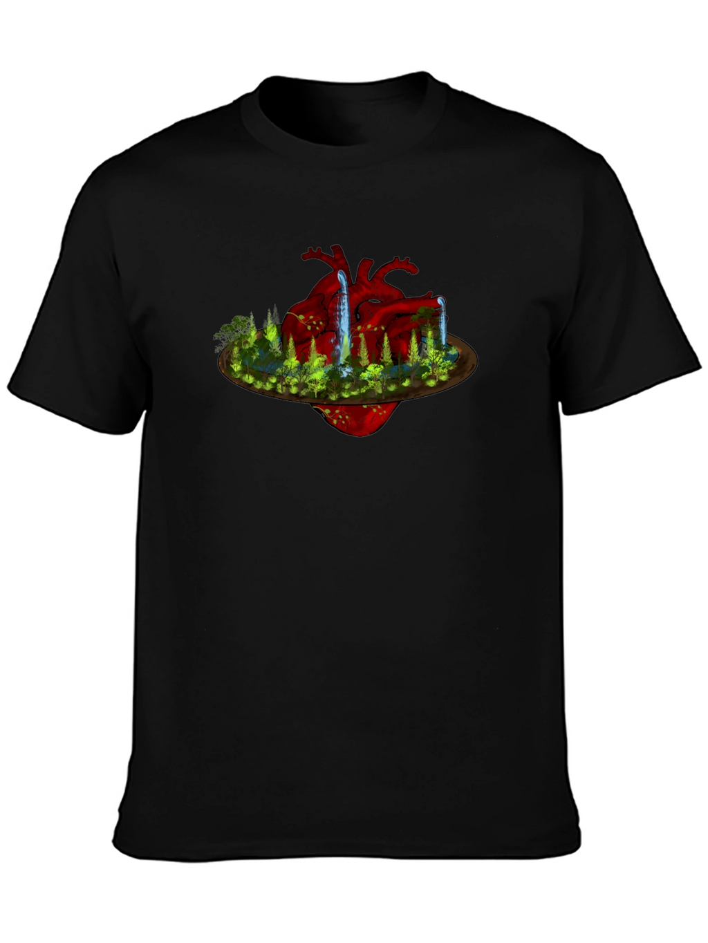 Surreal Heart Landscape Black T-Shirt