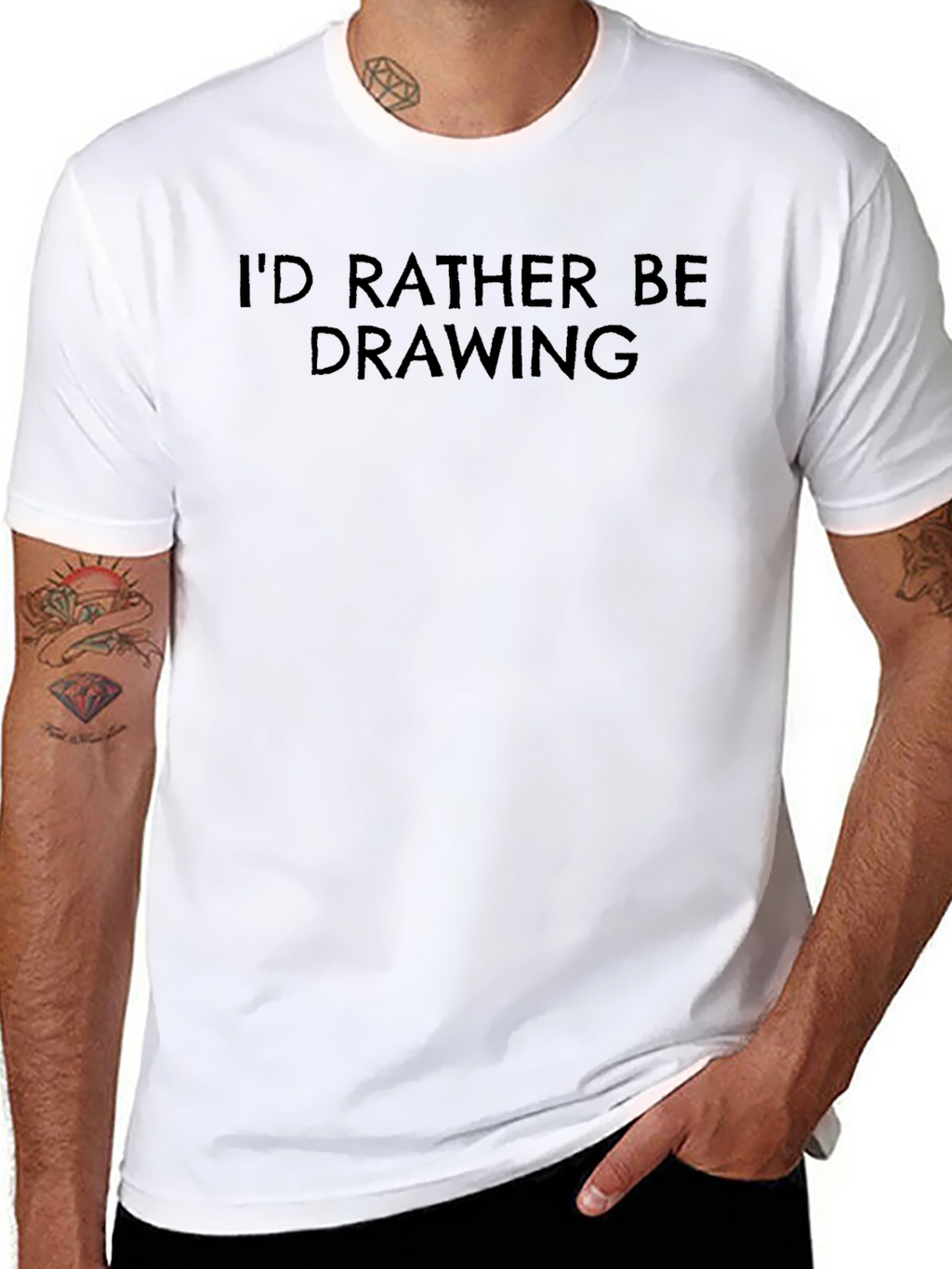 Id Rather Be Drawing - Black T-Shirt