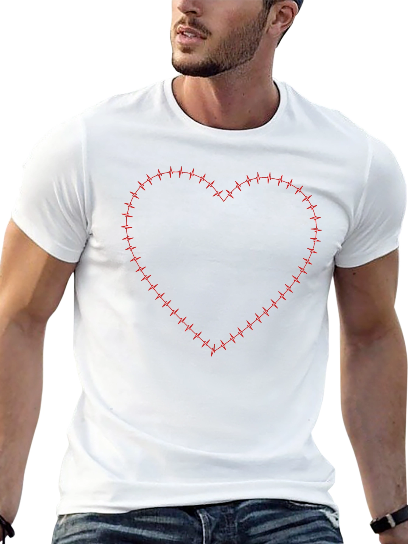Heartbeat Heart Graphic Tee - Stylish Black T-Shirt