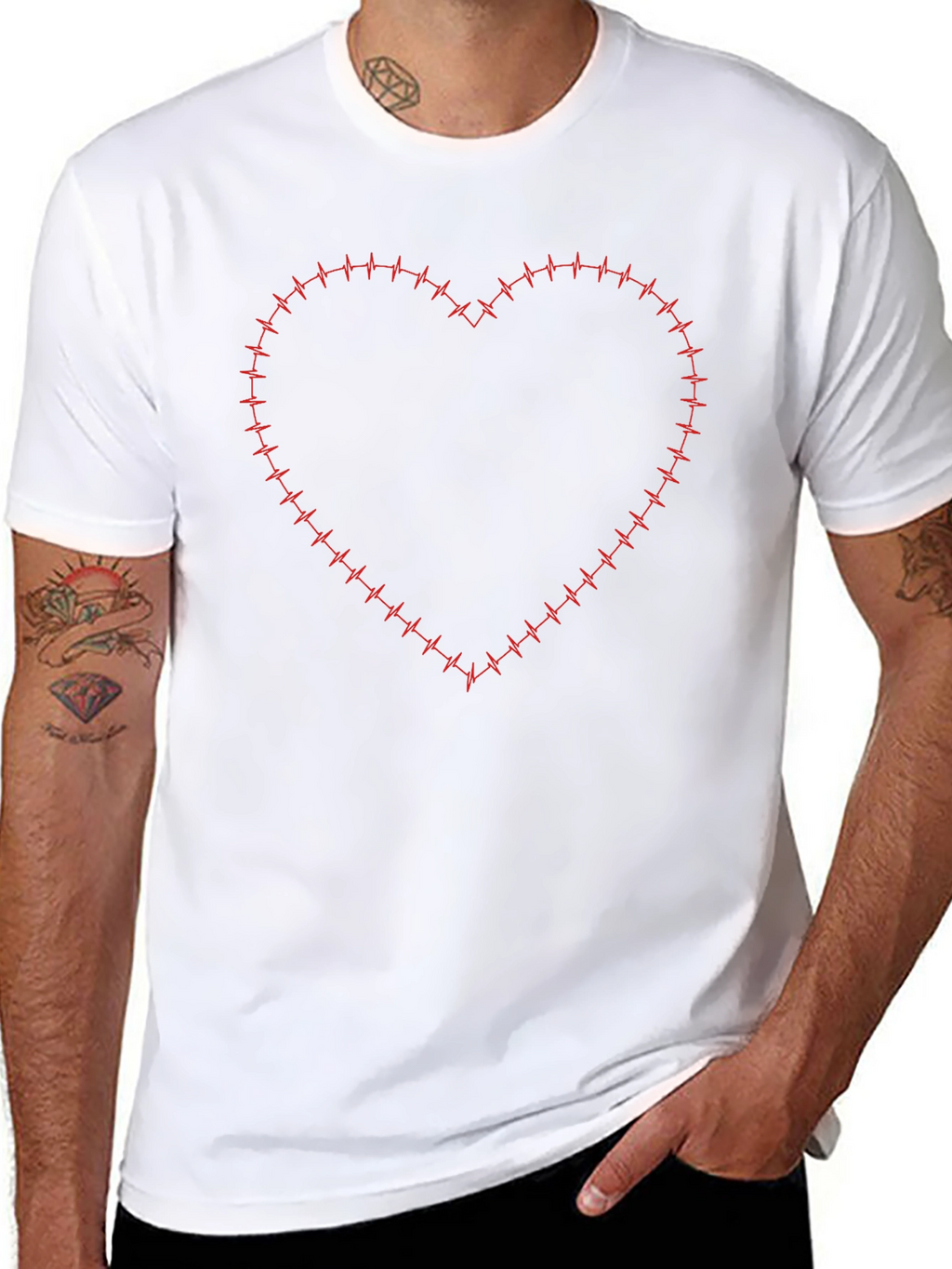 Heartbeat Heart Graphic Tee - Stylish Black T-Shirt