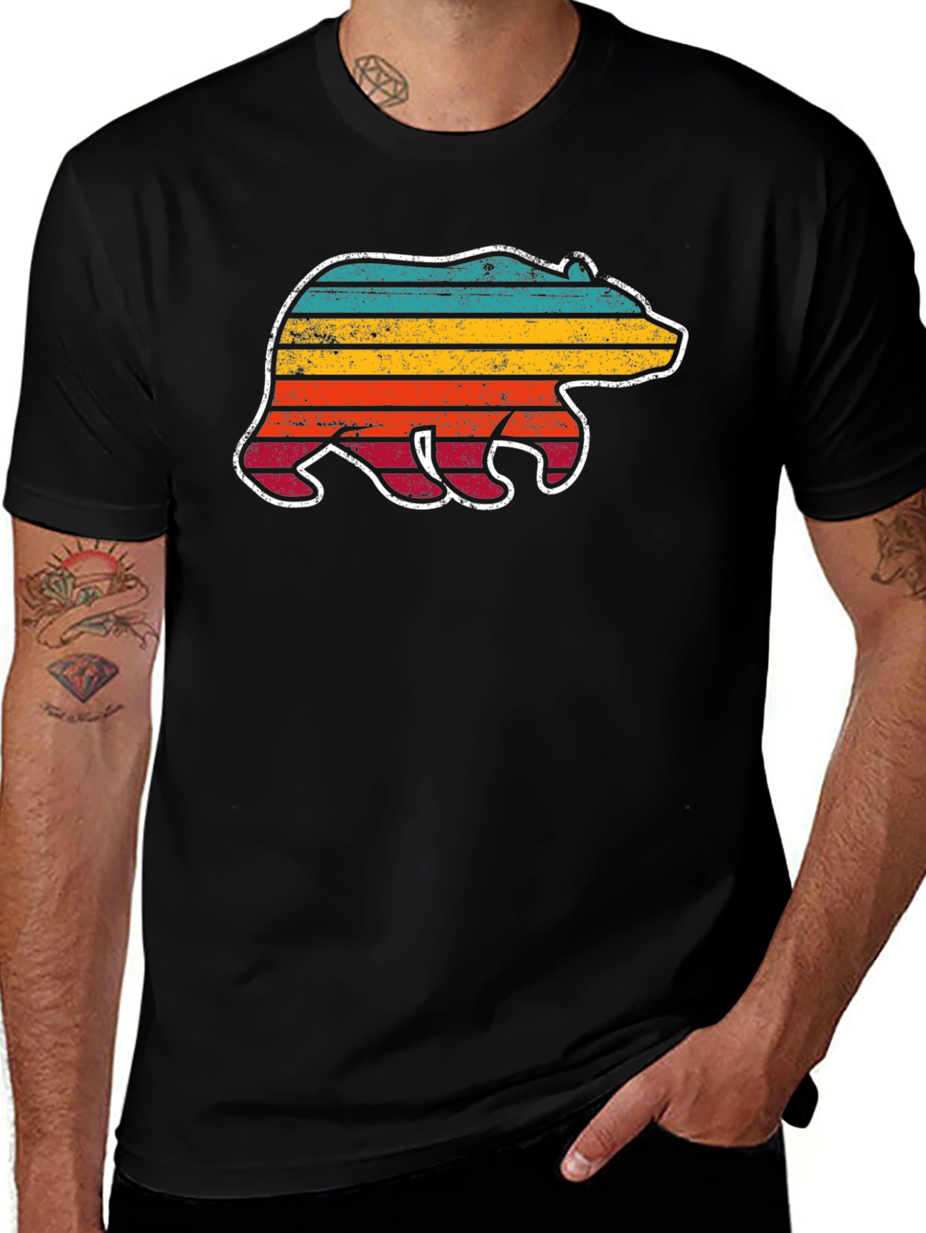 Retro Bear Graphic Tee - Vintage Style Cotton T-Shirt
