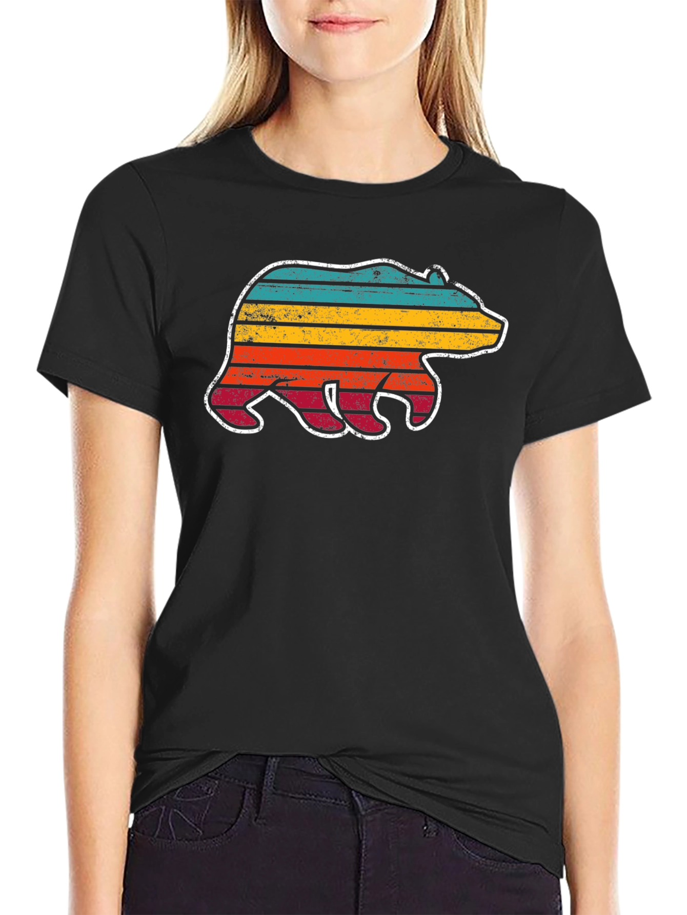 Retro Bear Graphic Tee - Vintage Style Cotton T-Shirt