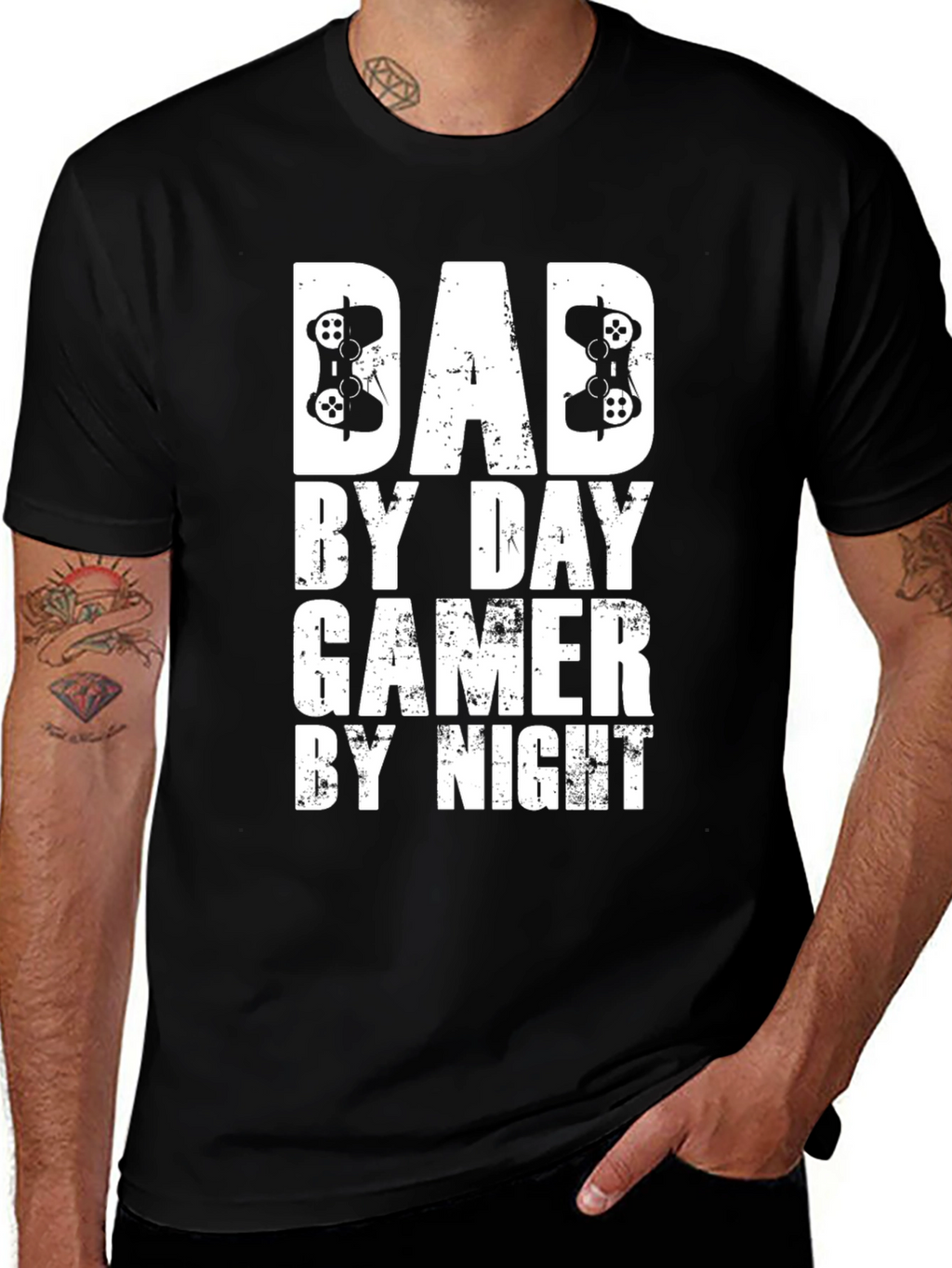 Dad By Day Gamer By Night Funny T-Shirt