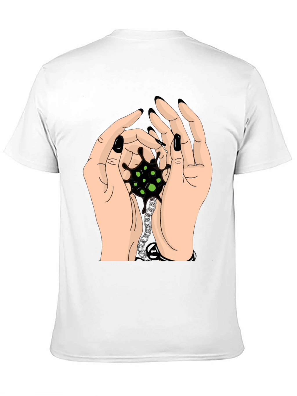 Hands Holding Chain Graphic Tee - Black Cotton
