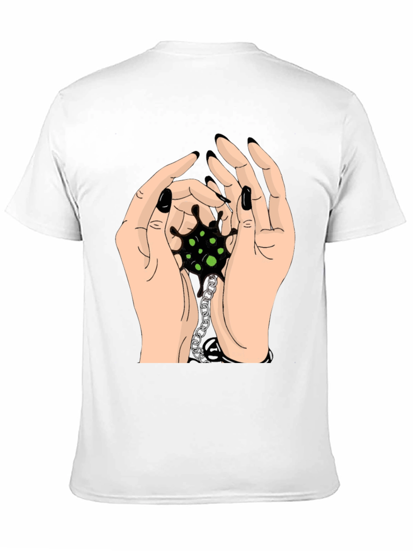 Hands Holding Chain Graphic Tee - Black Cotton