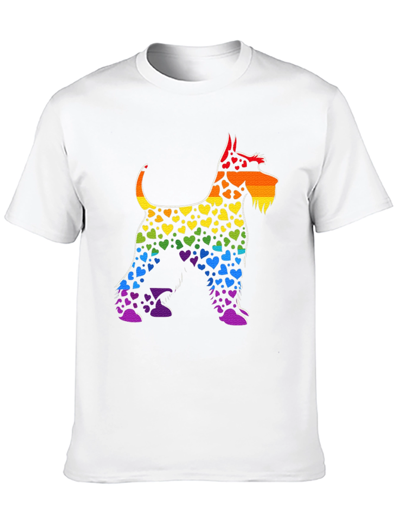 Rainbow Heart Dog T-Shirt Black Cotton Tee