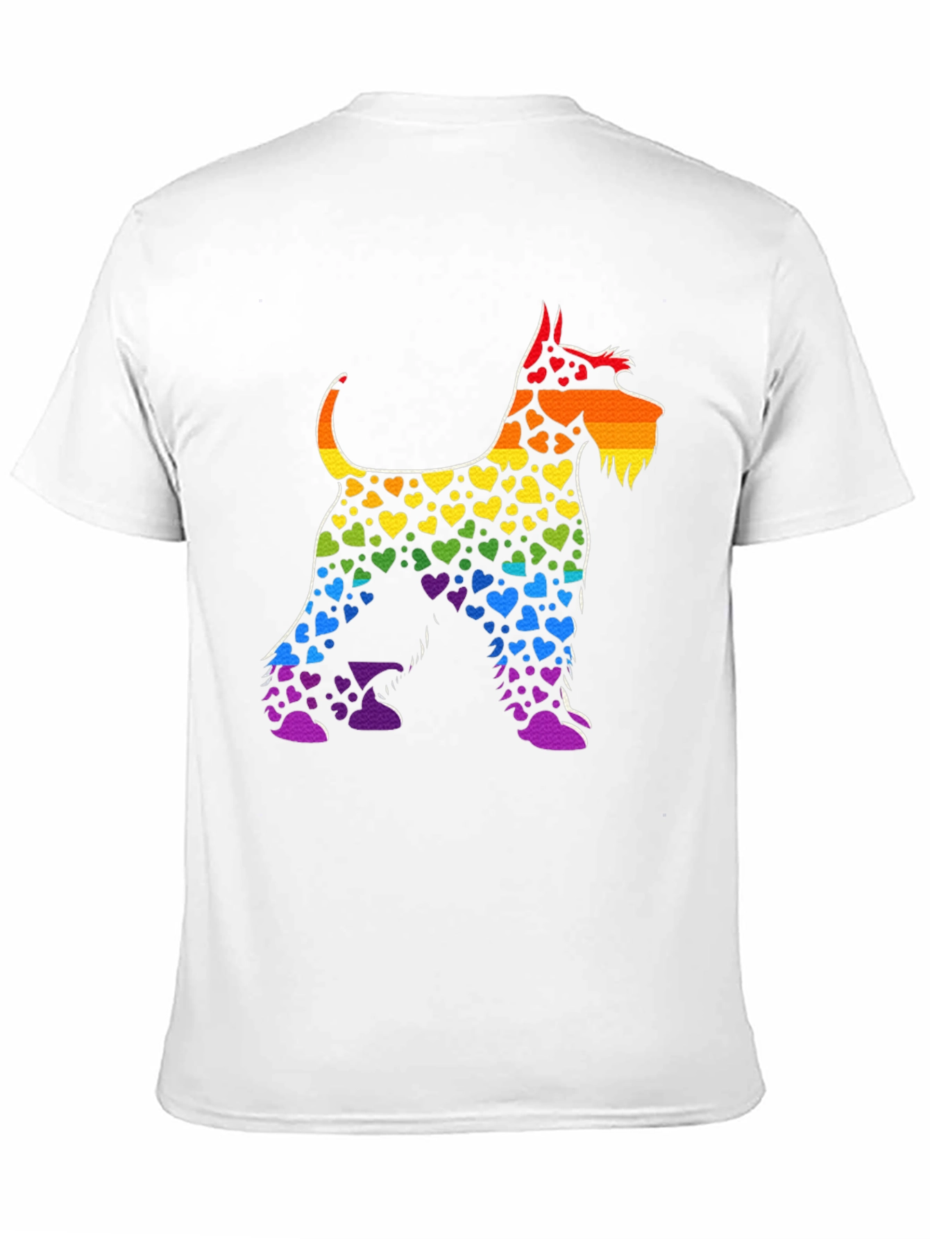 Rainbow Heart Dog T-Shirt Black Cotton Tee