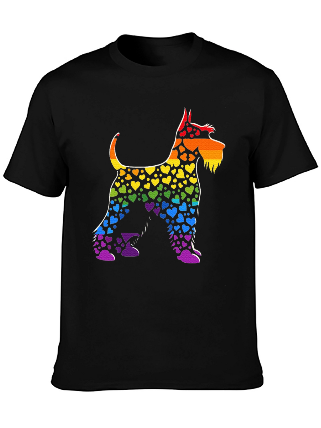 Rainbow Heart Dog T-Shirt Black Cotton Tee