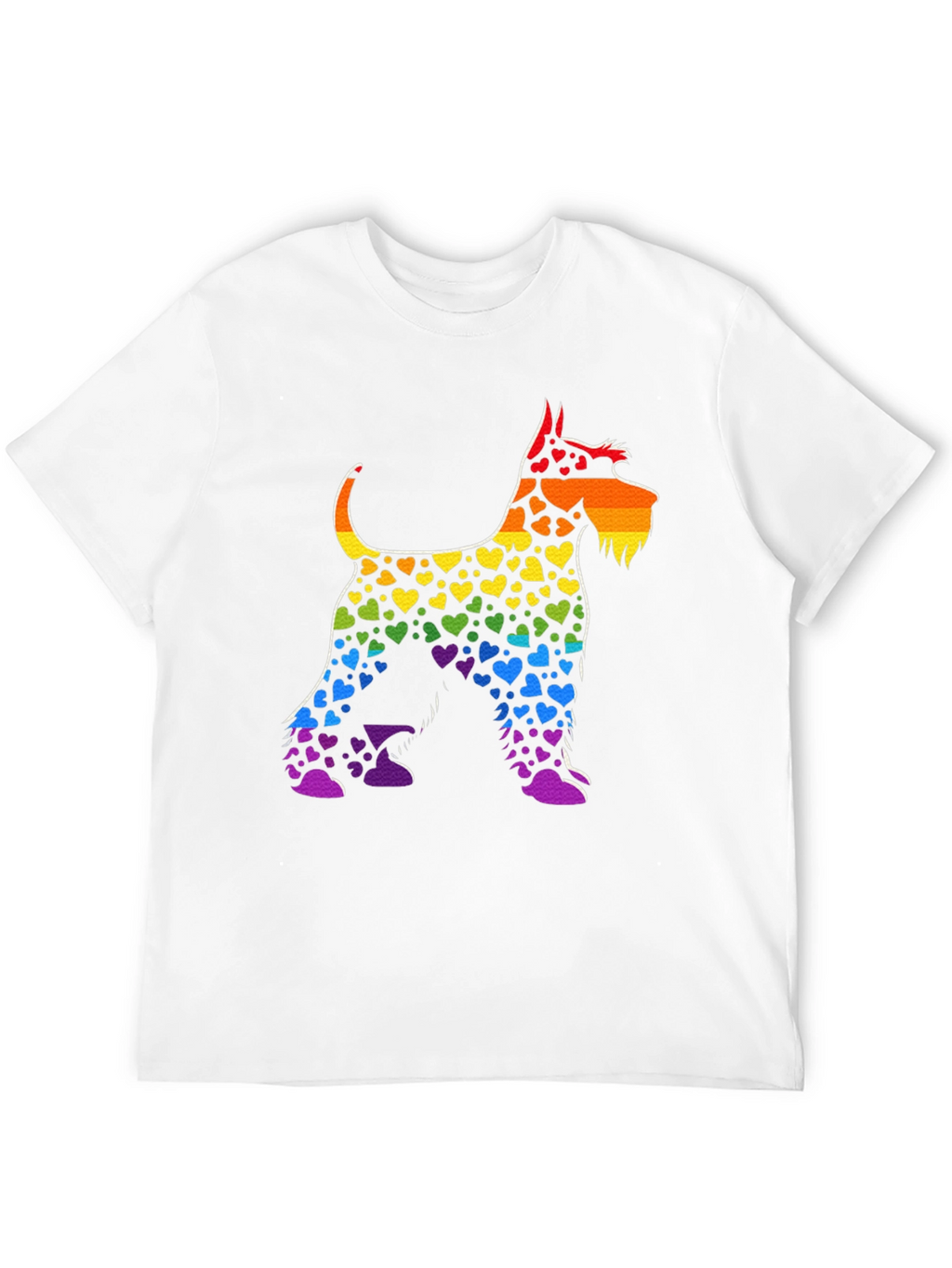 Rainbow Heart Dog T-Shirt Black Cotton Tee
