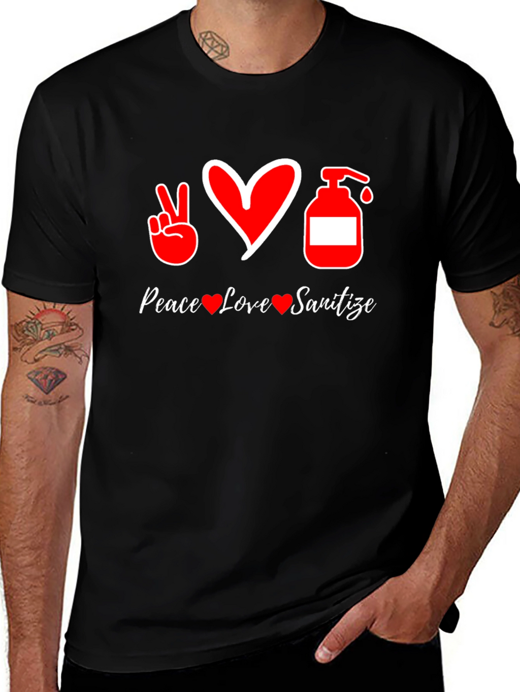 Peace Love Sanitize Black T-Shirt