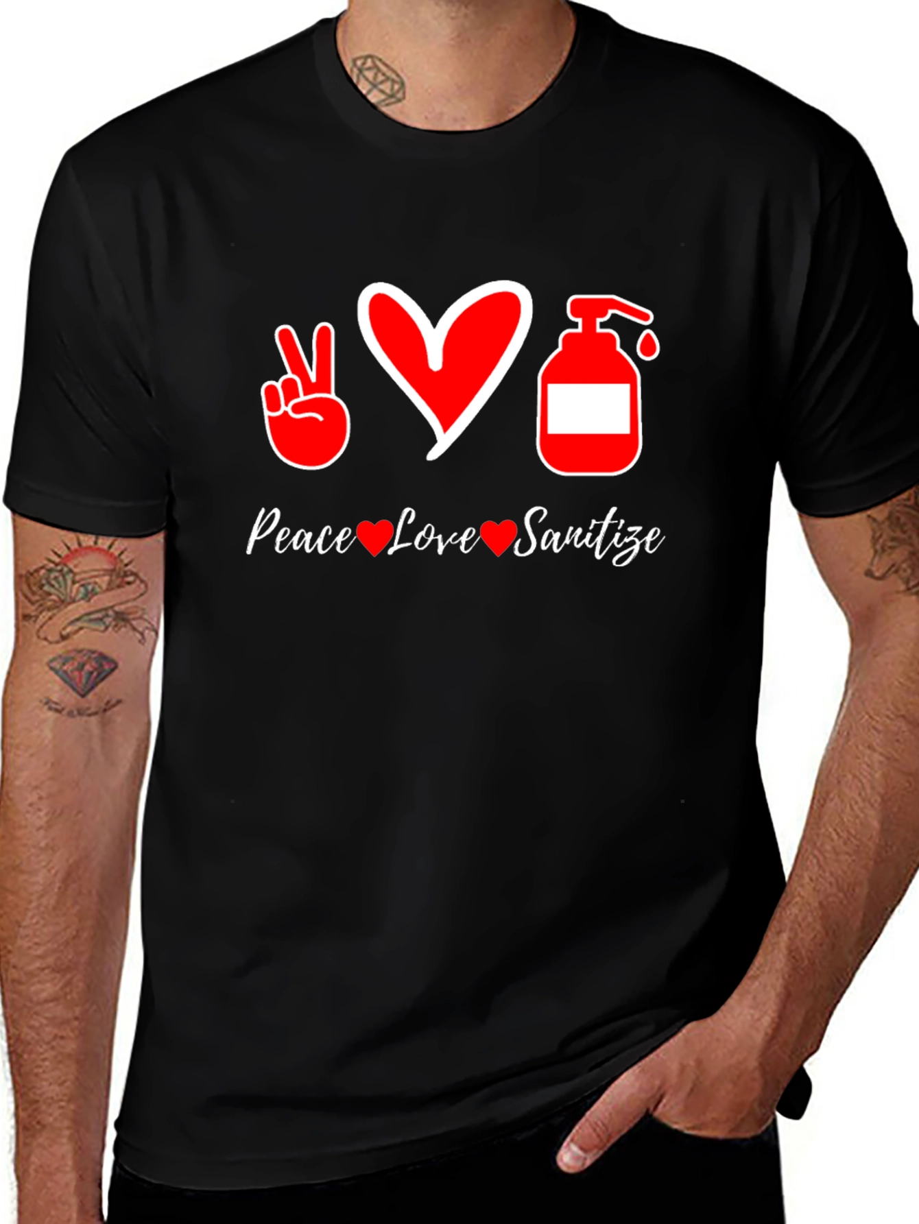 Peace Love Sanitize Black T-Shirt
