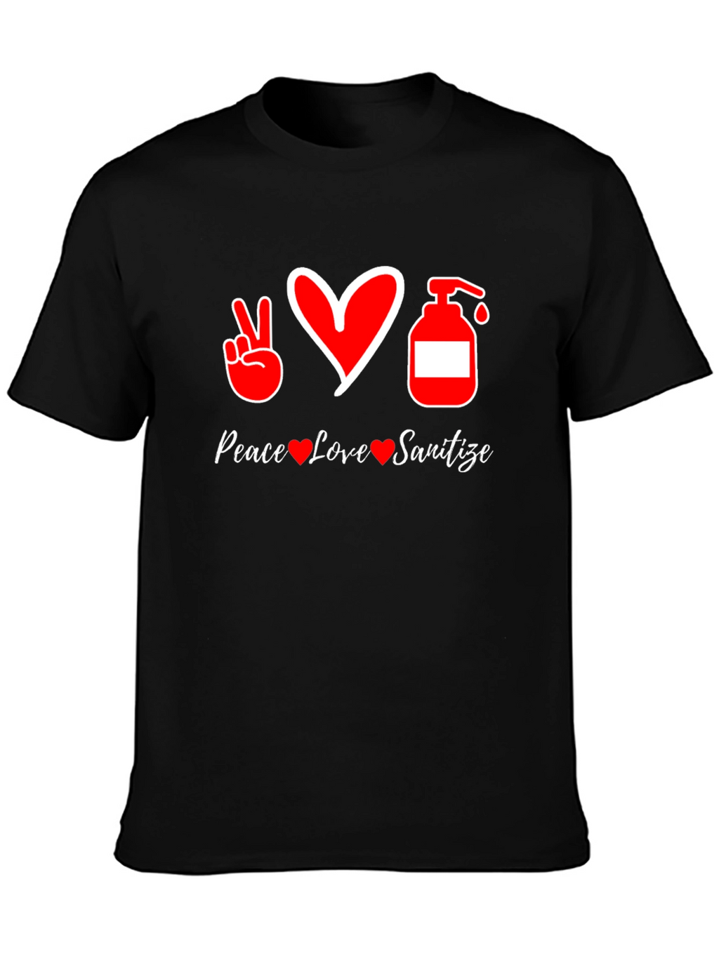 Peace Love Sanitize Black T-Shirt