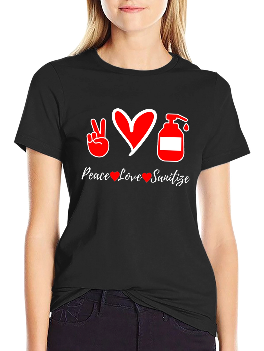Peace Love Sanitize Black T-Shirt
