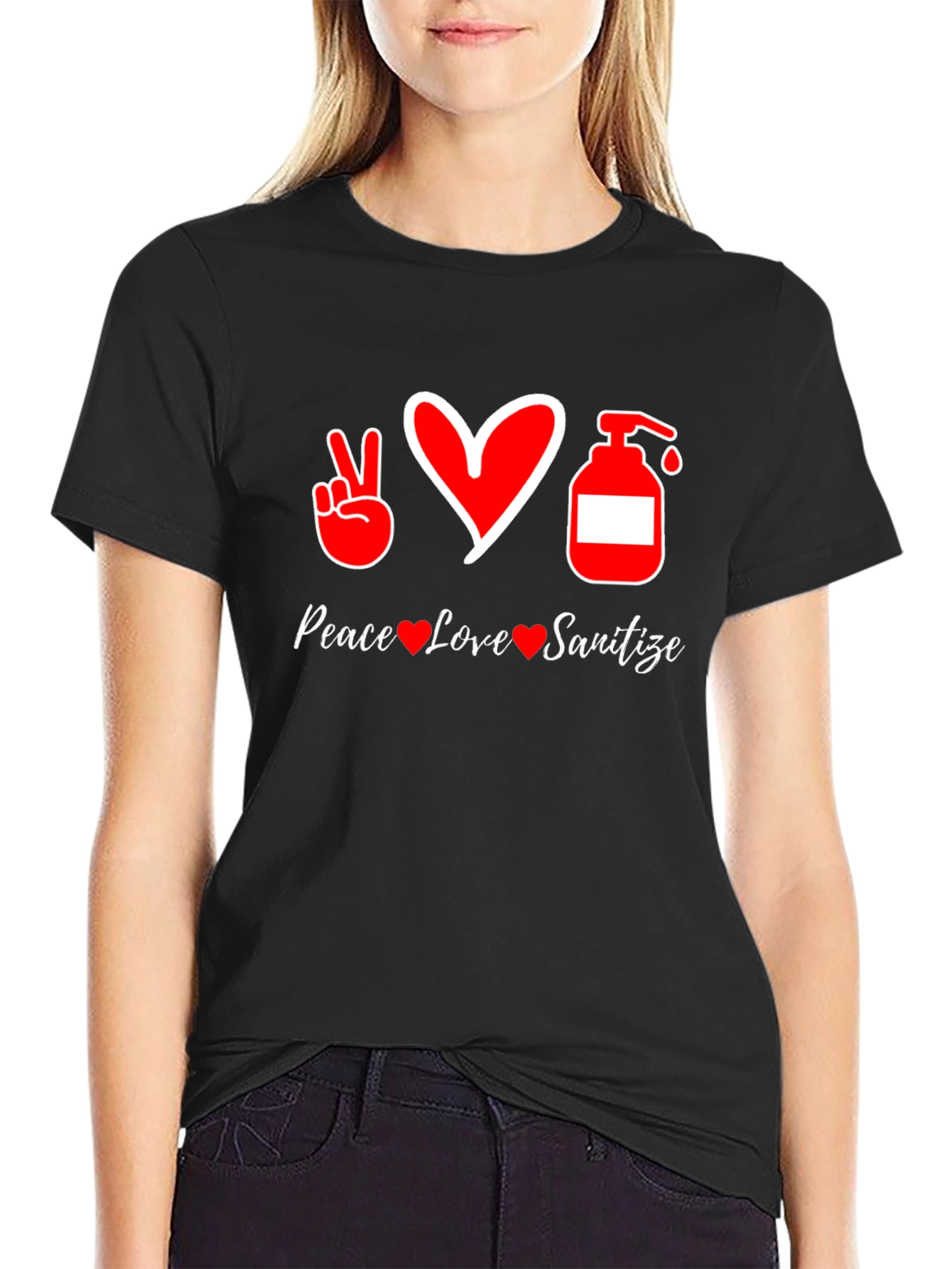 Peace Love Sanitize Black T-Shirt
