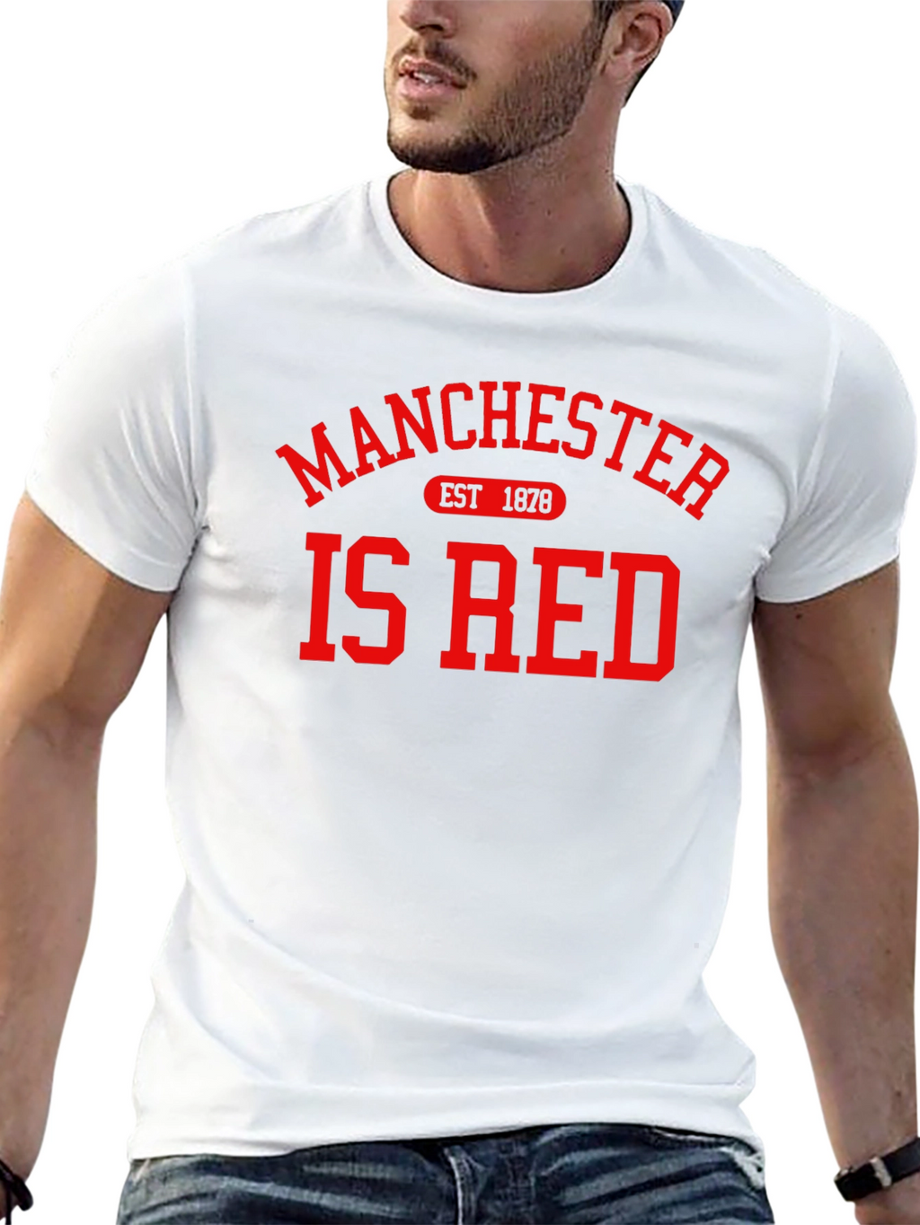 Manchester Is Red T-Shirt - Black Cotton Graphic Tee