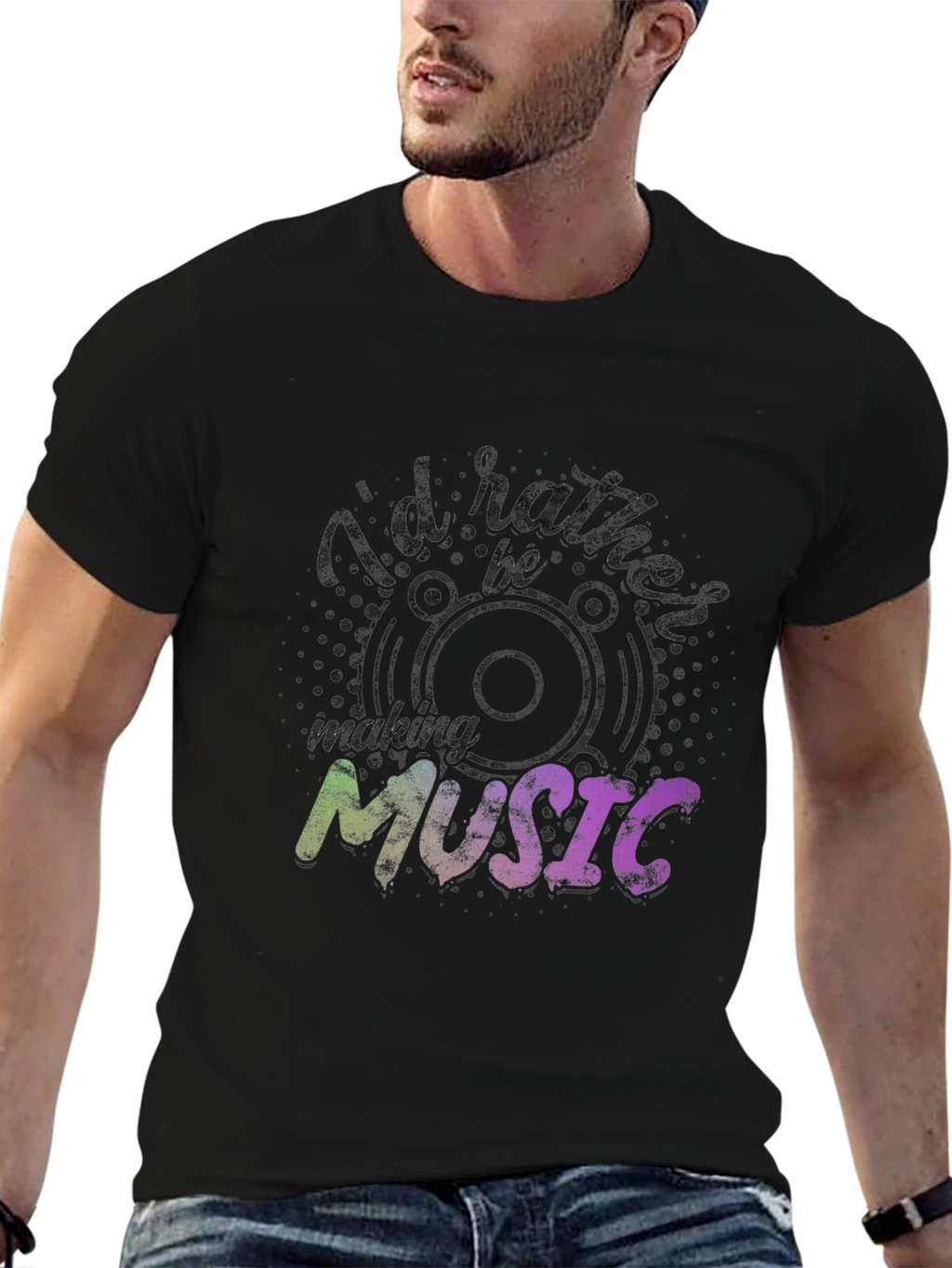 Id Rather Be Making Music Black T-Shirt