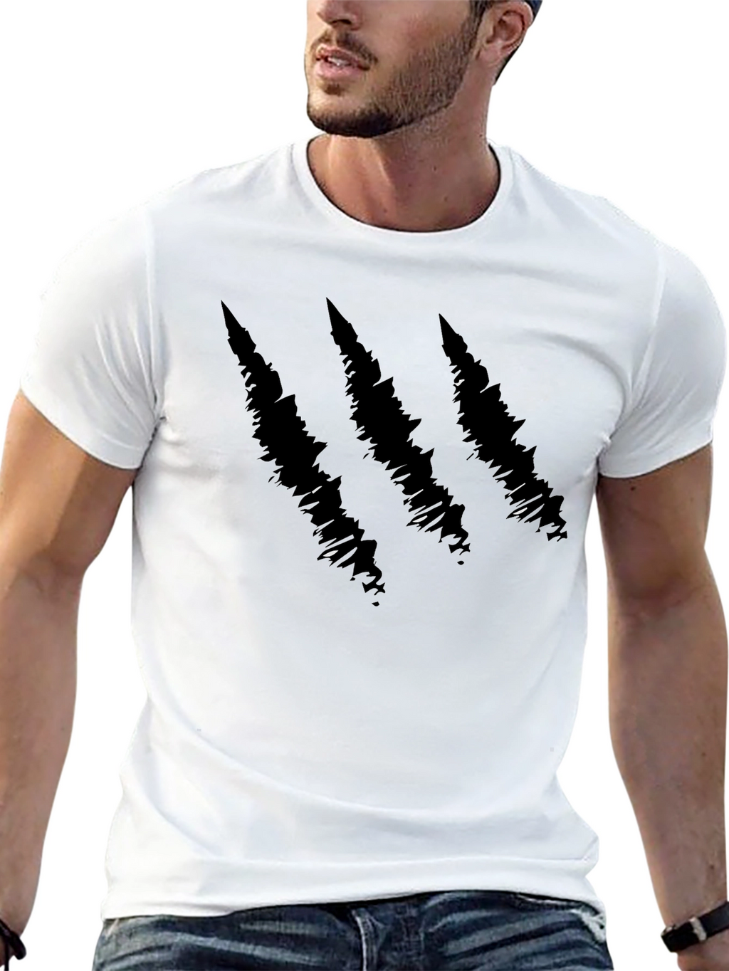 Claw Mark Graphic Print Black T-Shirt