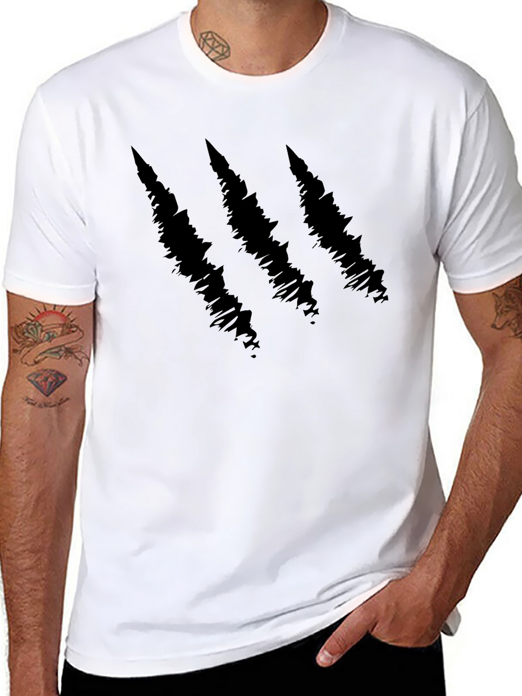 Claw Mark Graphic Print Black T-Shirt