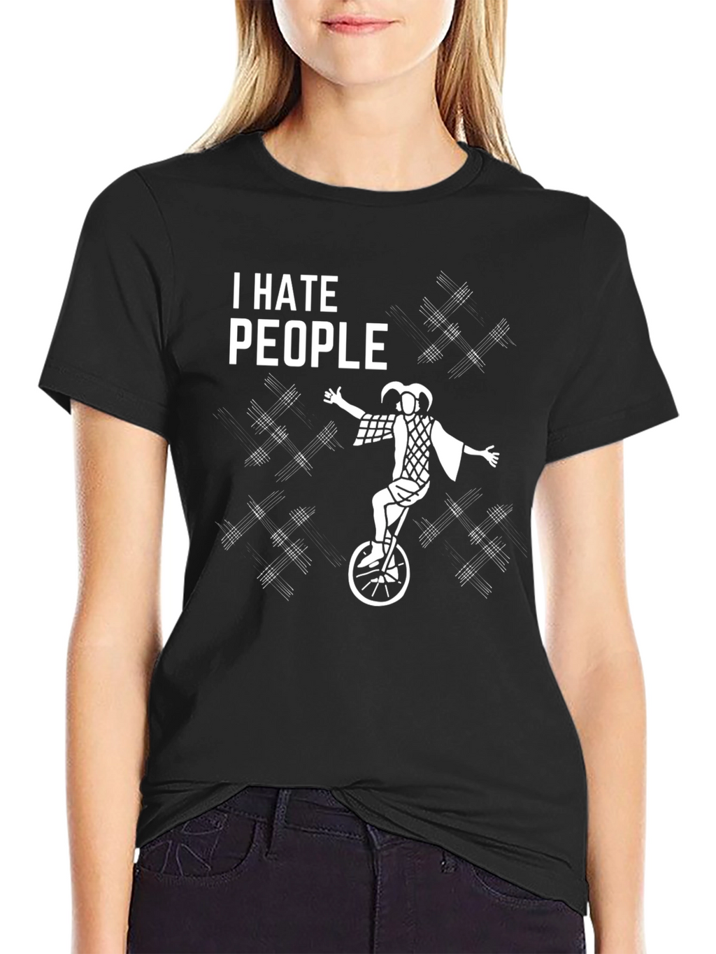 I Hate People Jester Unicycle Graphic T-Shirt