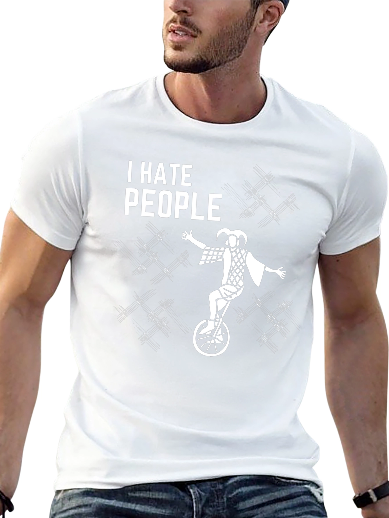 I Hate People Jester Unicycle Graphic T-Shirt