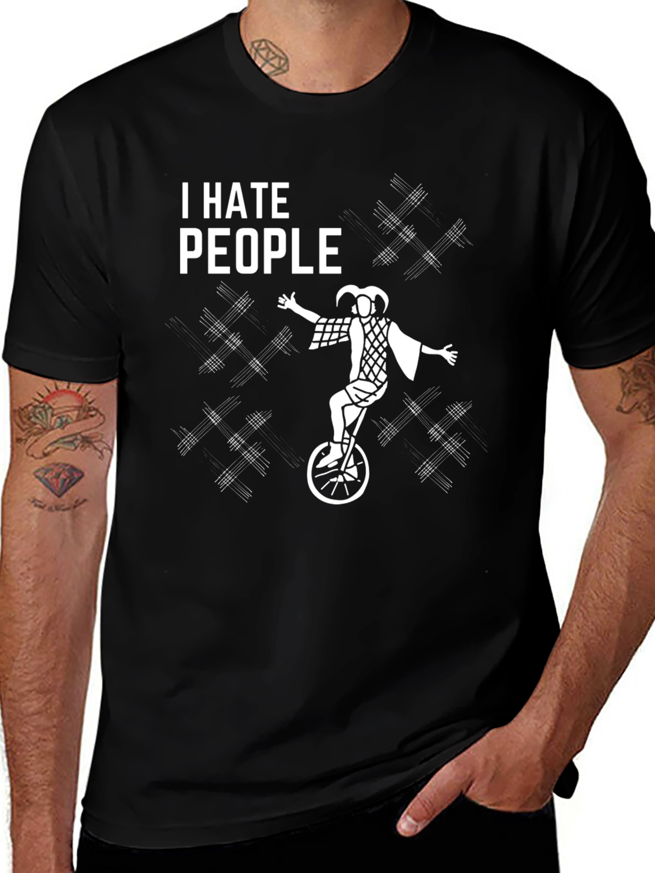 I Hate People Jester Unicycle Graphic T-Shirt